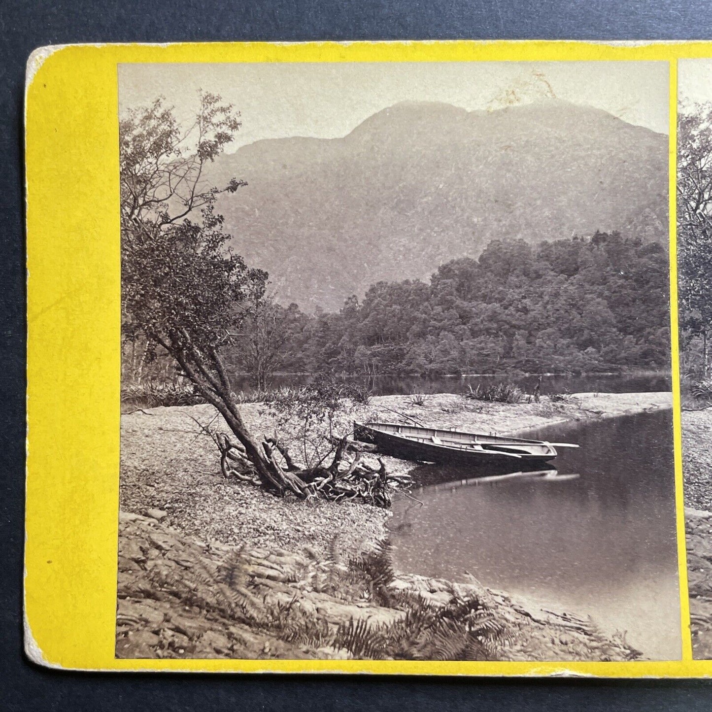 Antique 1860s Fishing Boat On Loch Katrine Scotland Stereoview Photo Card P1413