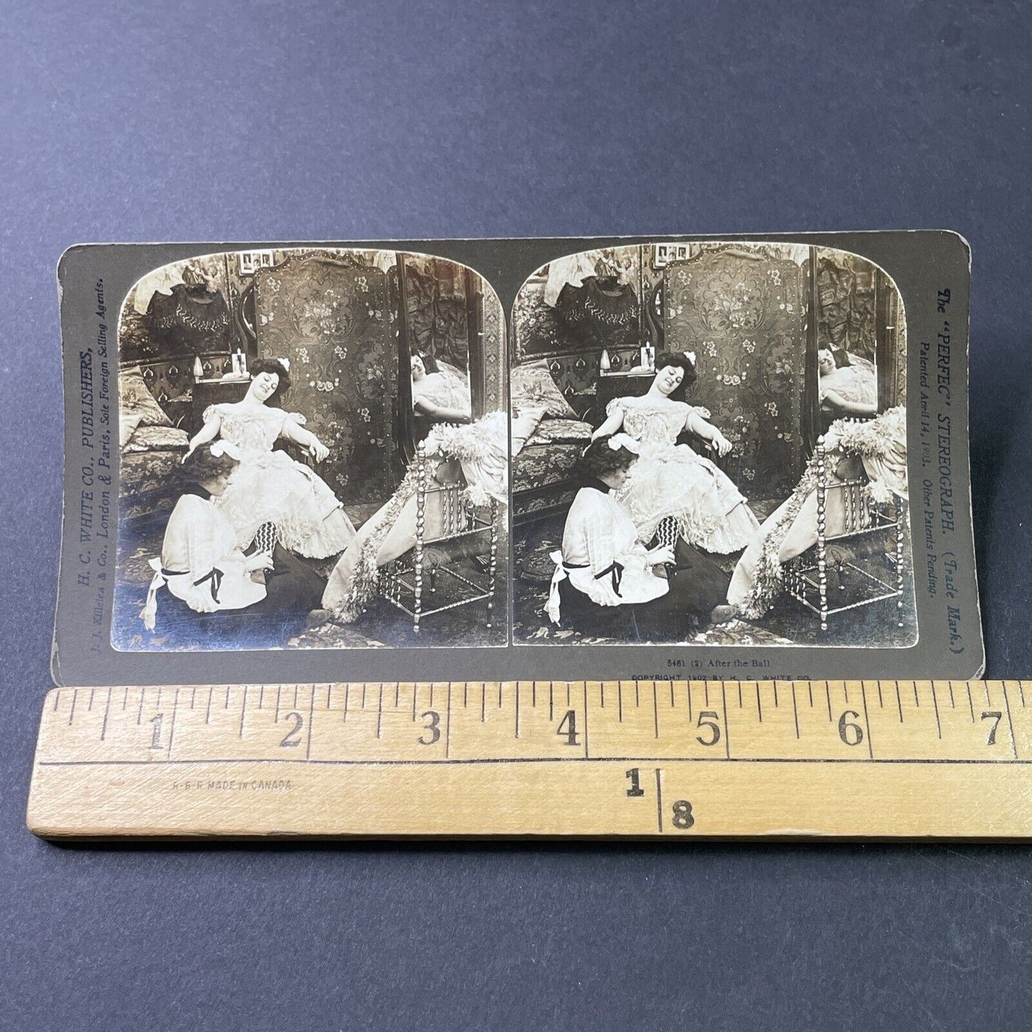 Antique 1902 Maid Servant Massages Womans Ankles Stereoview Photo Card P2993