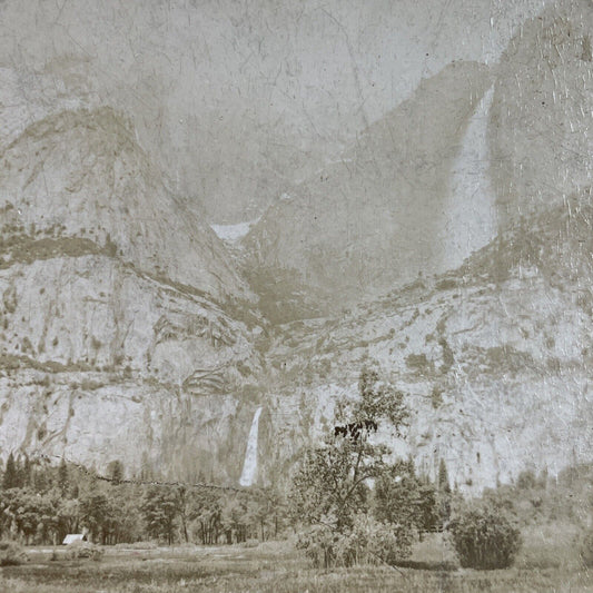 Antique 1880s Yosemite Falls California During Storm Stereoview Photo Card P3552