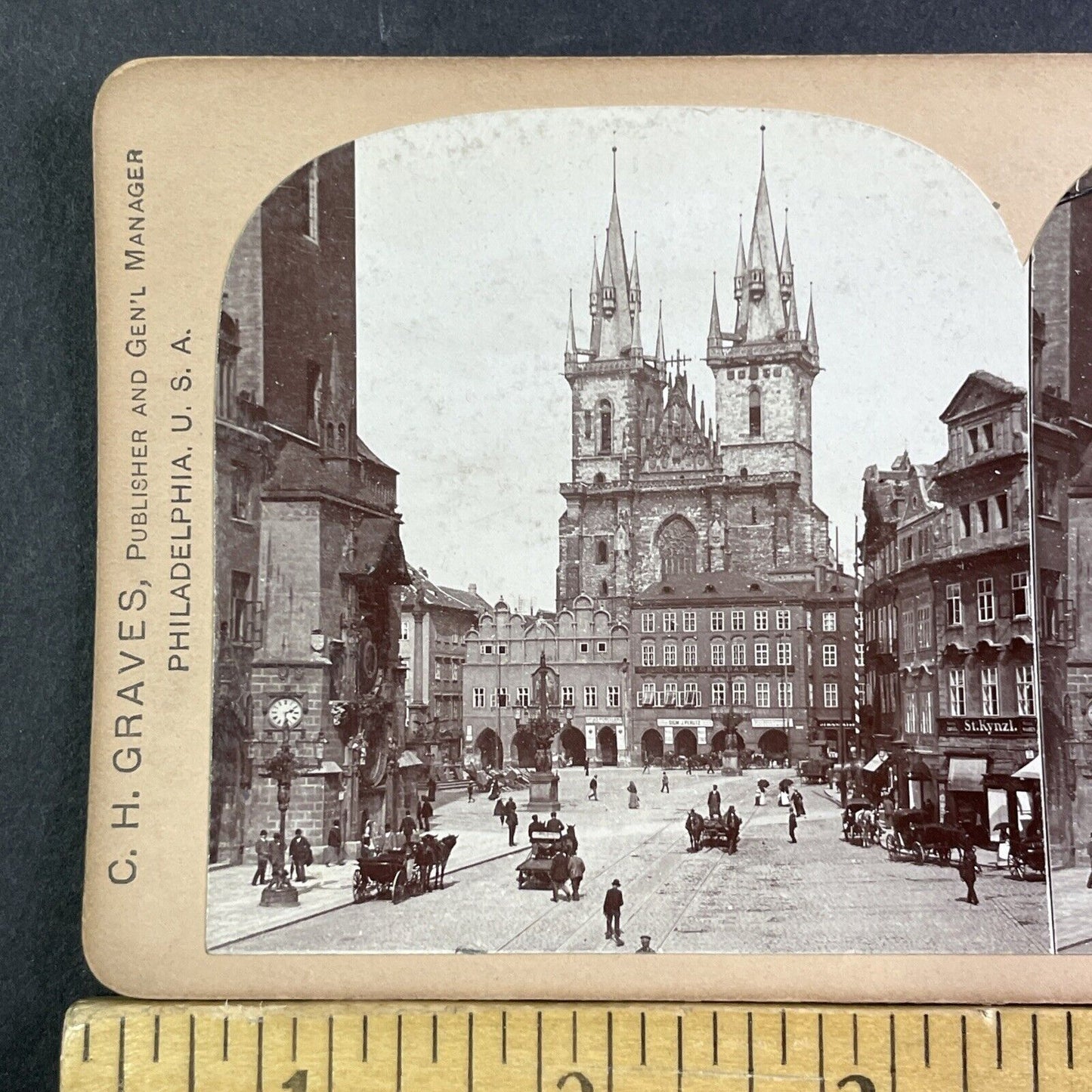 Old Town Square Prague Czechoslovakia Stereoview Antique c1897 X3524