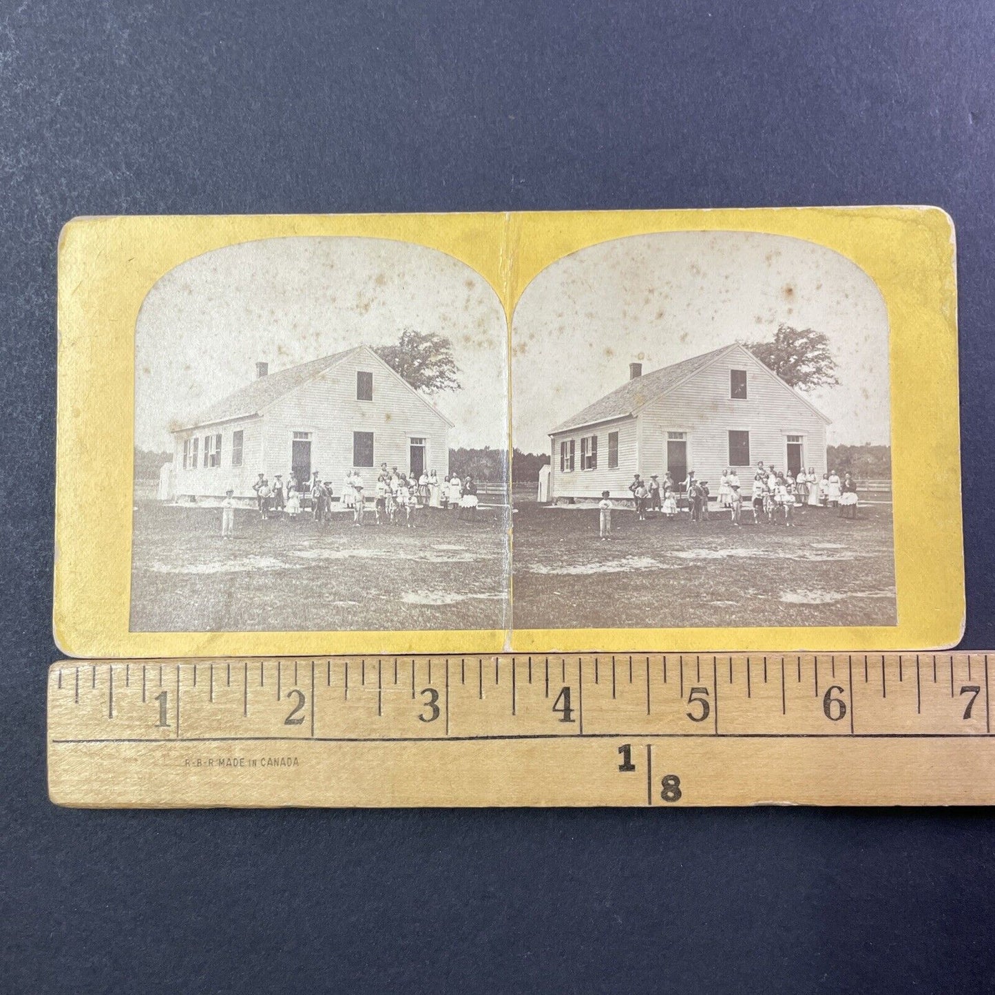 Kingston New Hampshire Common School Stereoview Photo Card Antique 1870 X840