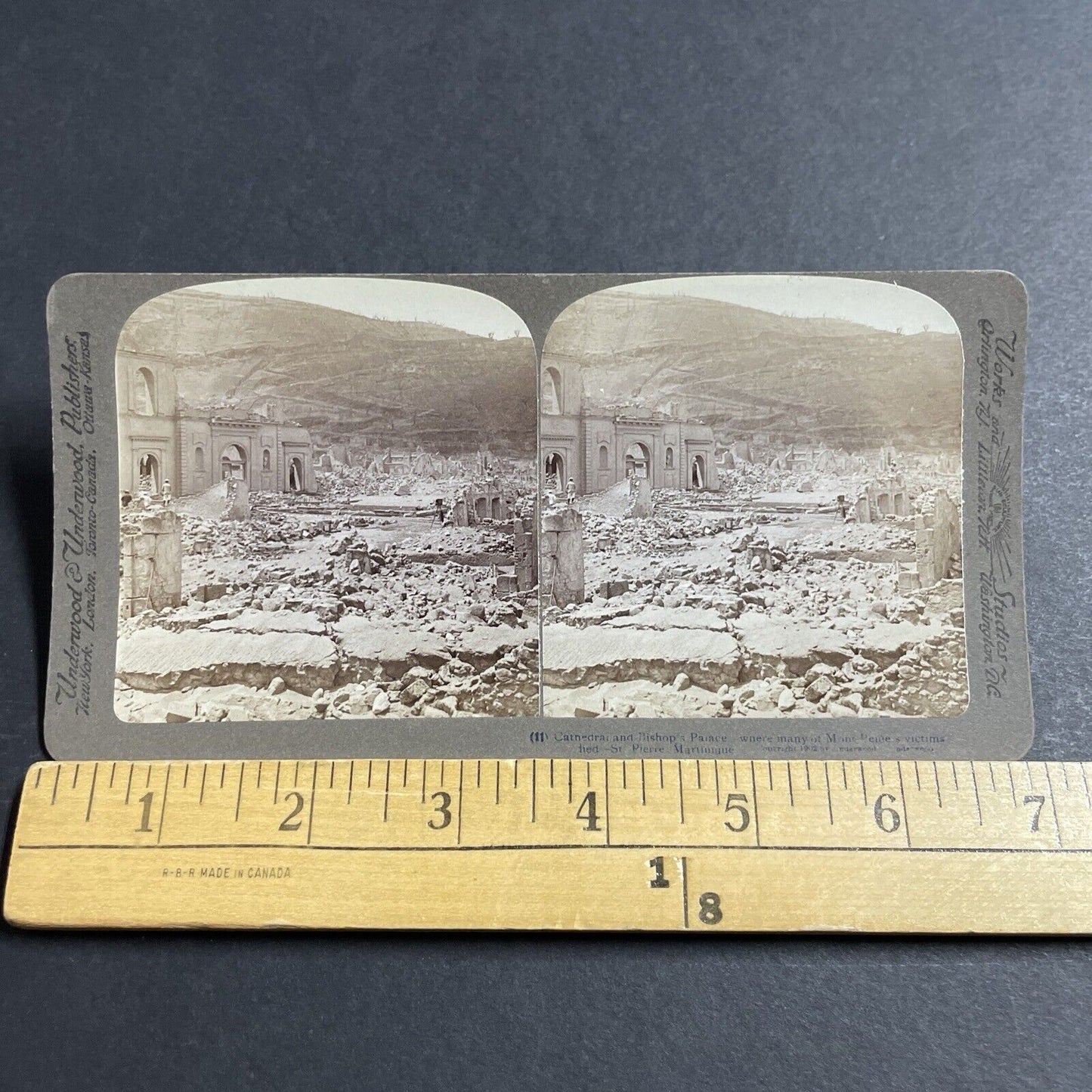 Antique 1902 Volcano Ruins Of Mount Pelee Martinique Stereoview Photo Card P5567