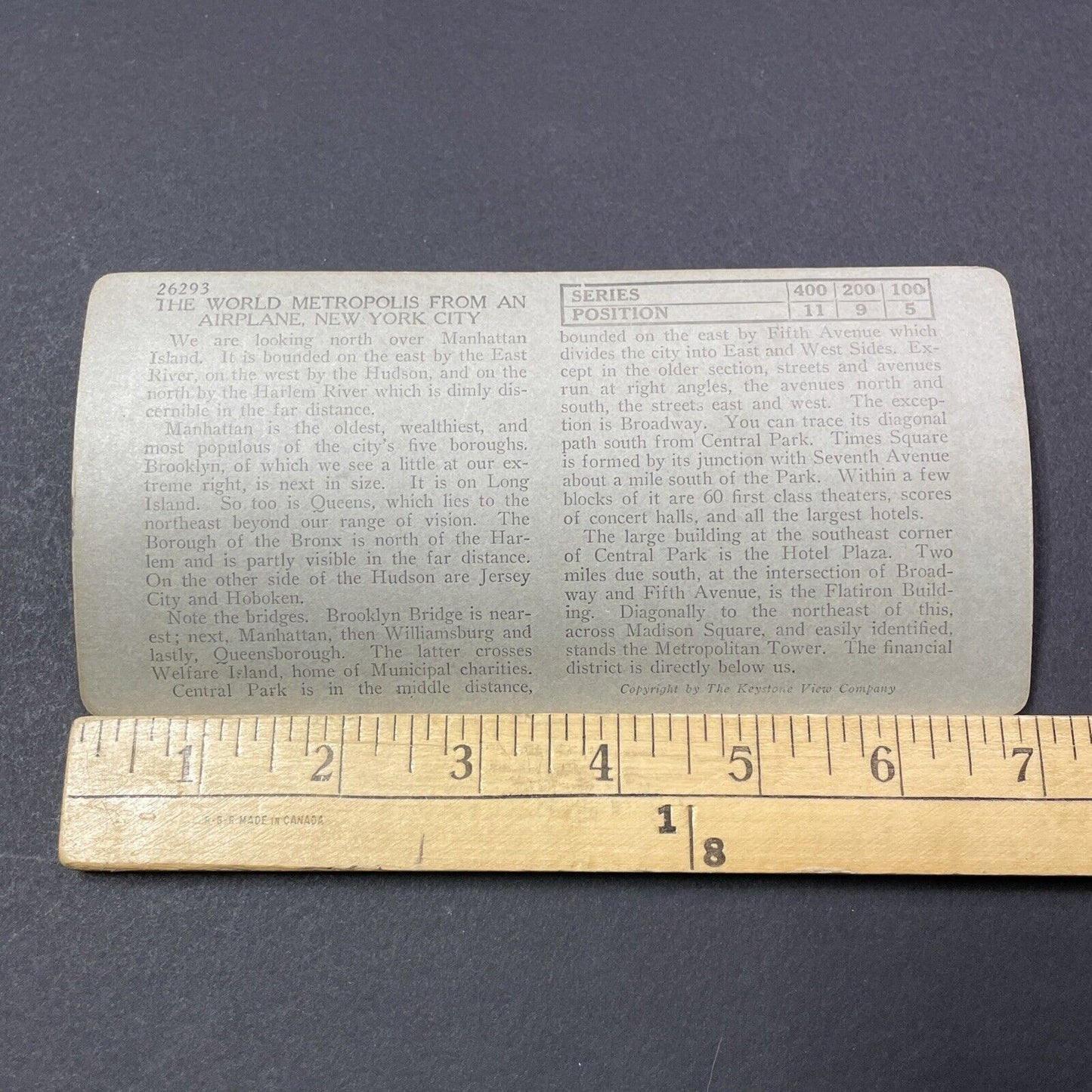 Antique 1920s Manhattan New York City View Stereoview Photo Card V1862