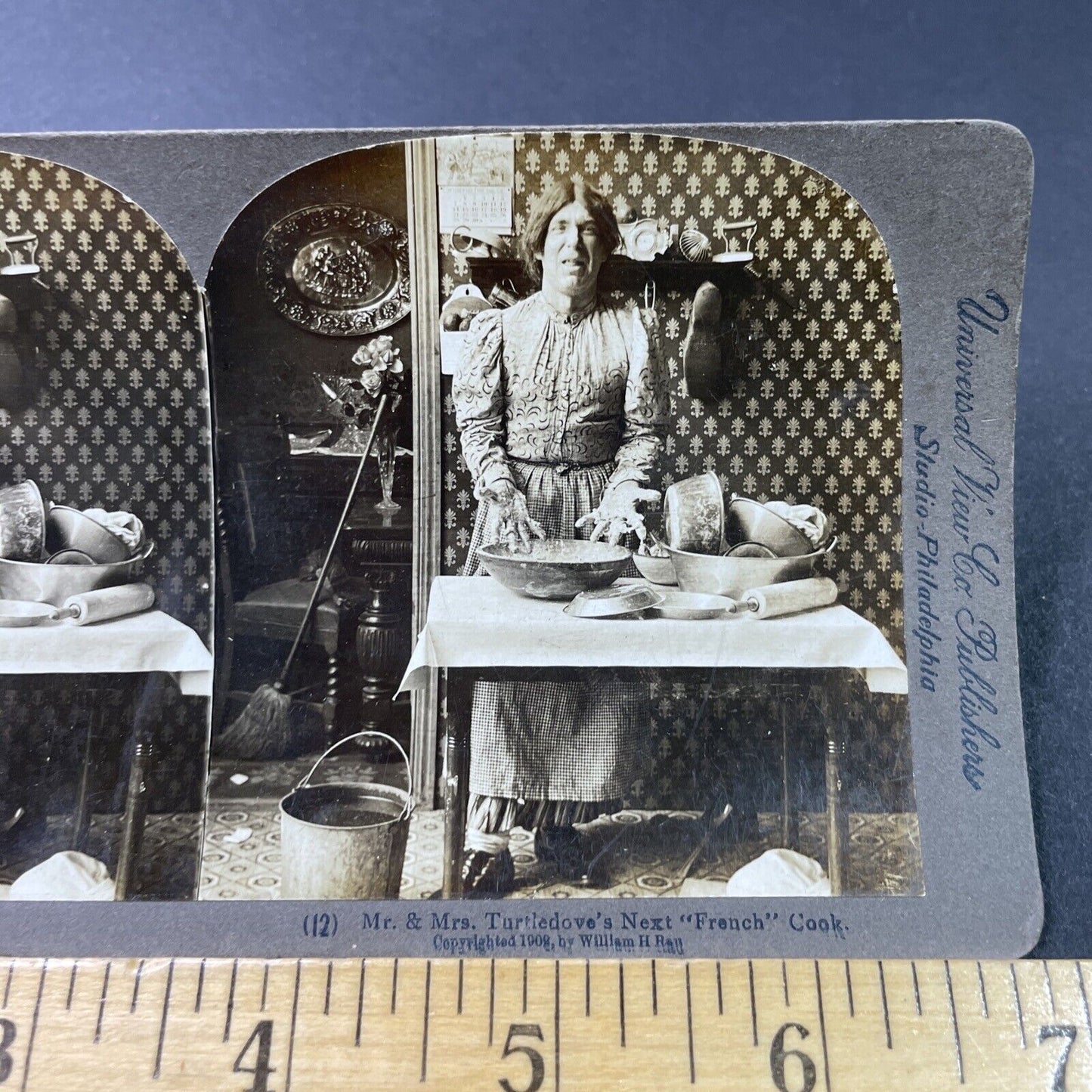 Antique 1902 Man Dresses As French Cook Maid Stereoview Photo Card P2907