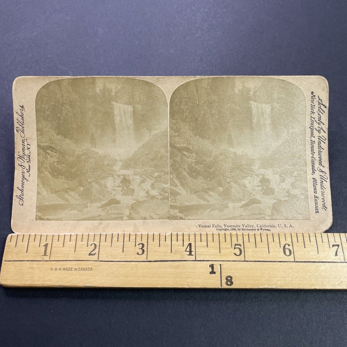 Antique 1894 Vernal Falls Yosemite California Stereoview Photo Card P3547