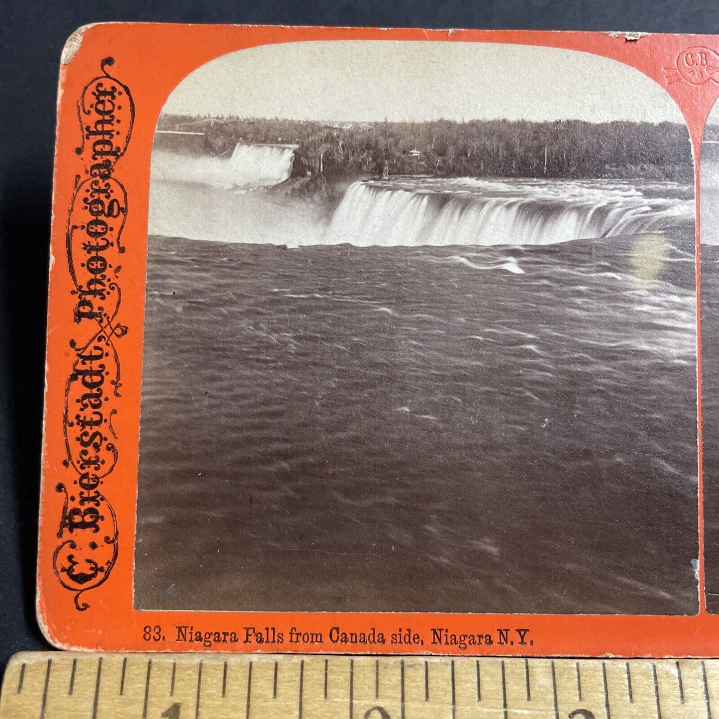 Antique 1890s The Top Of Niagara Falls Ontario Stereoview Photo Card P5559