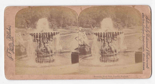 Antique 1887 The Fountain In Hyde Park London England Stereo Card P265