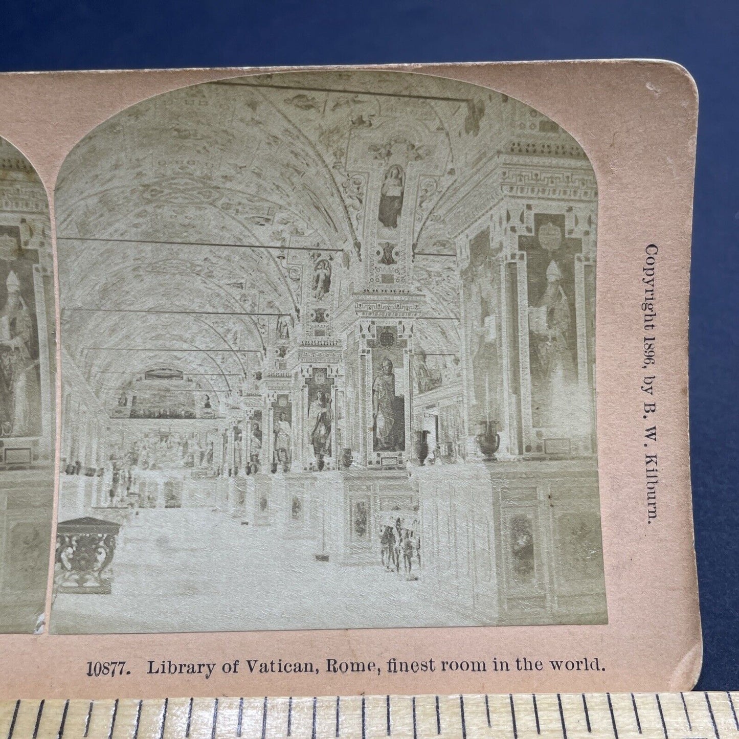 Antique 1896 Library Of The Vatican Rome Italy Stereoview Photo Card P1997