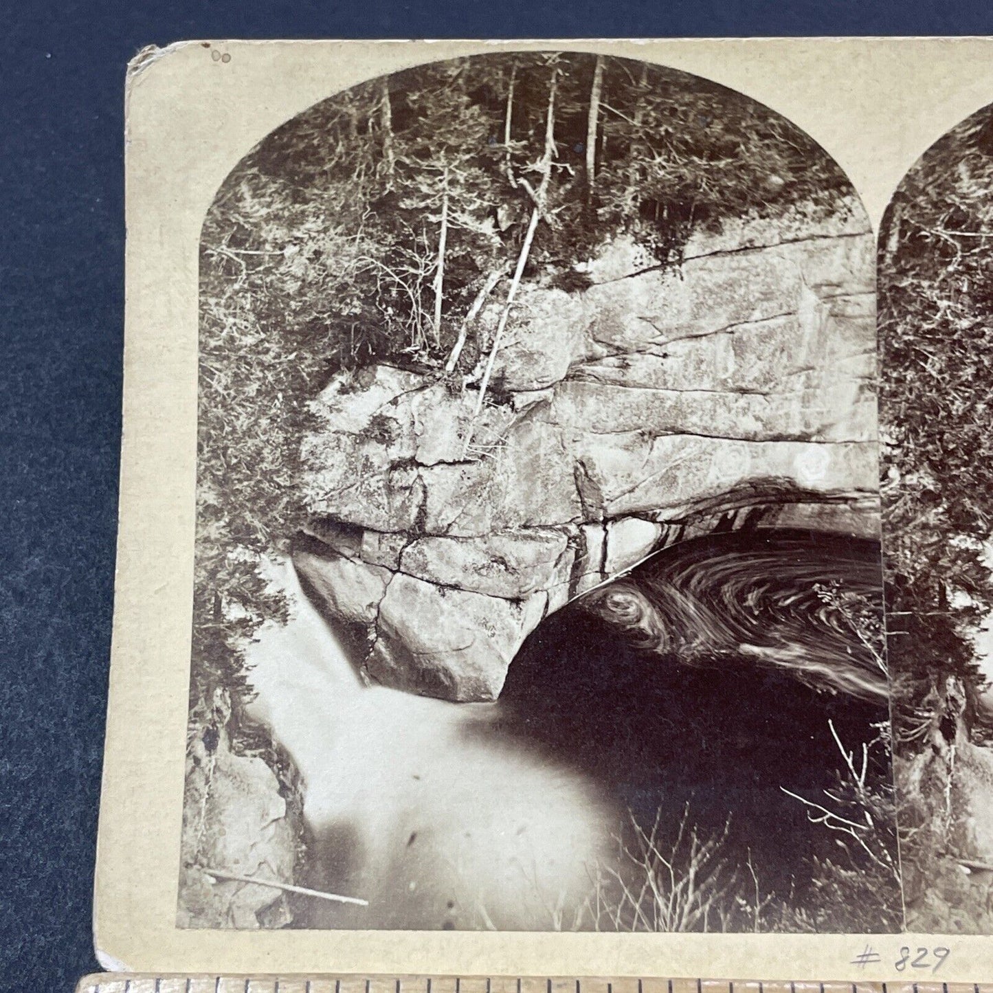 Antique 1871 Franconia Notch Whirlpool New Hampshire Stereoview Photo Card V1890