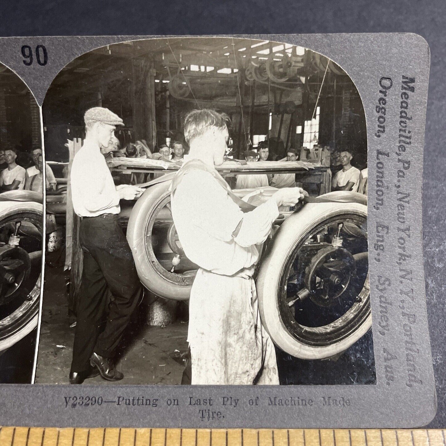 Antique 1910s Rubber Tire Factory Akron Ohio Stereoview Photo Card P4826