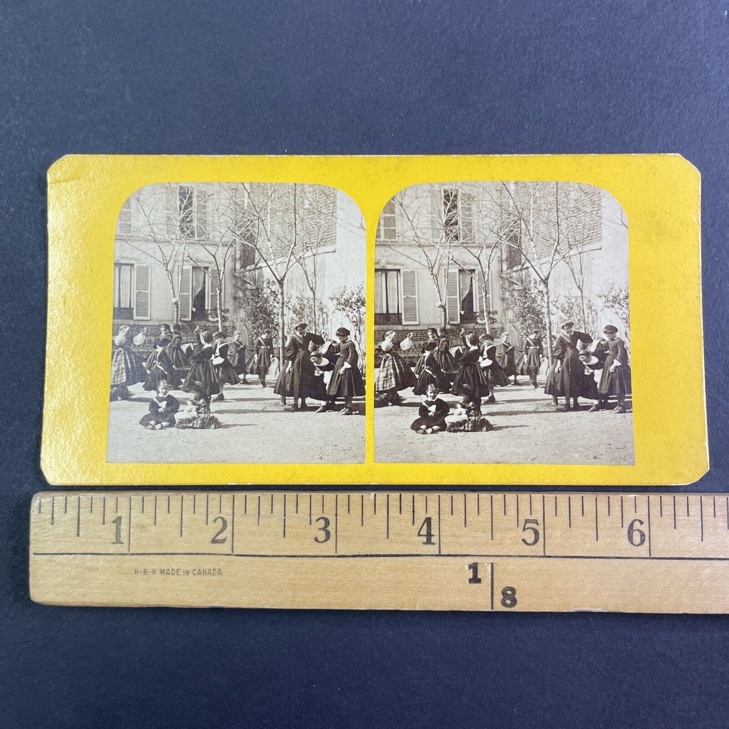 Hungarian Children Learning Traditional Dance Stereoview Antique c1870 X3217