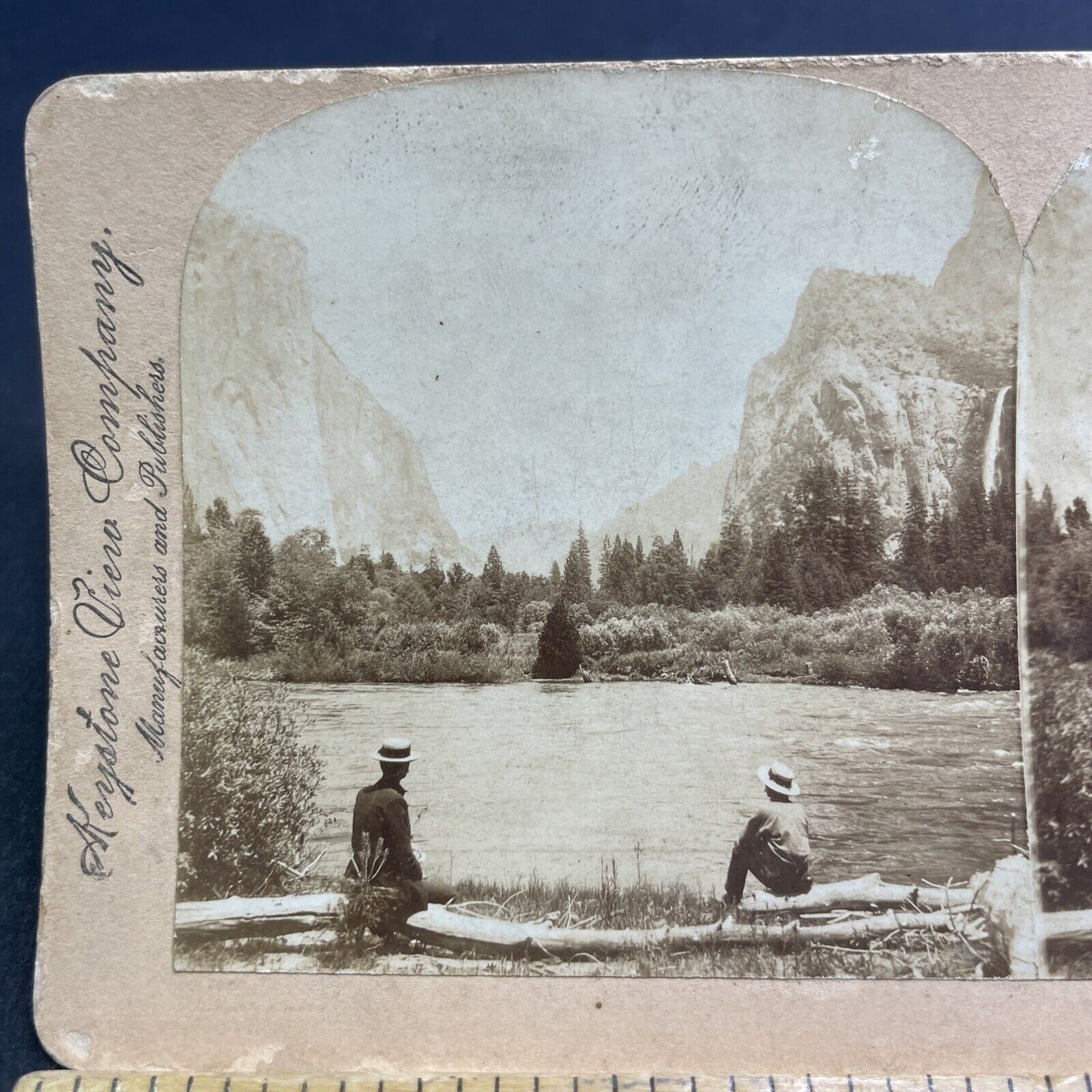 Antique 1897 Yosemite Valley California Men At Rest Stereoview Photo Card P1914