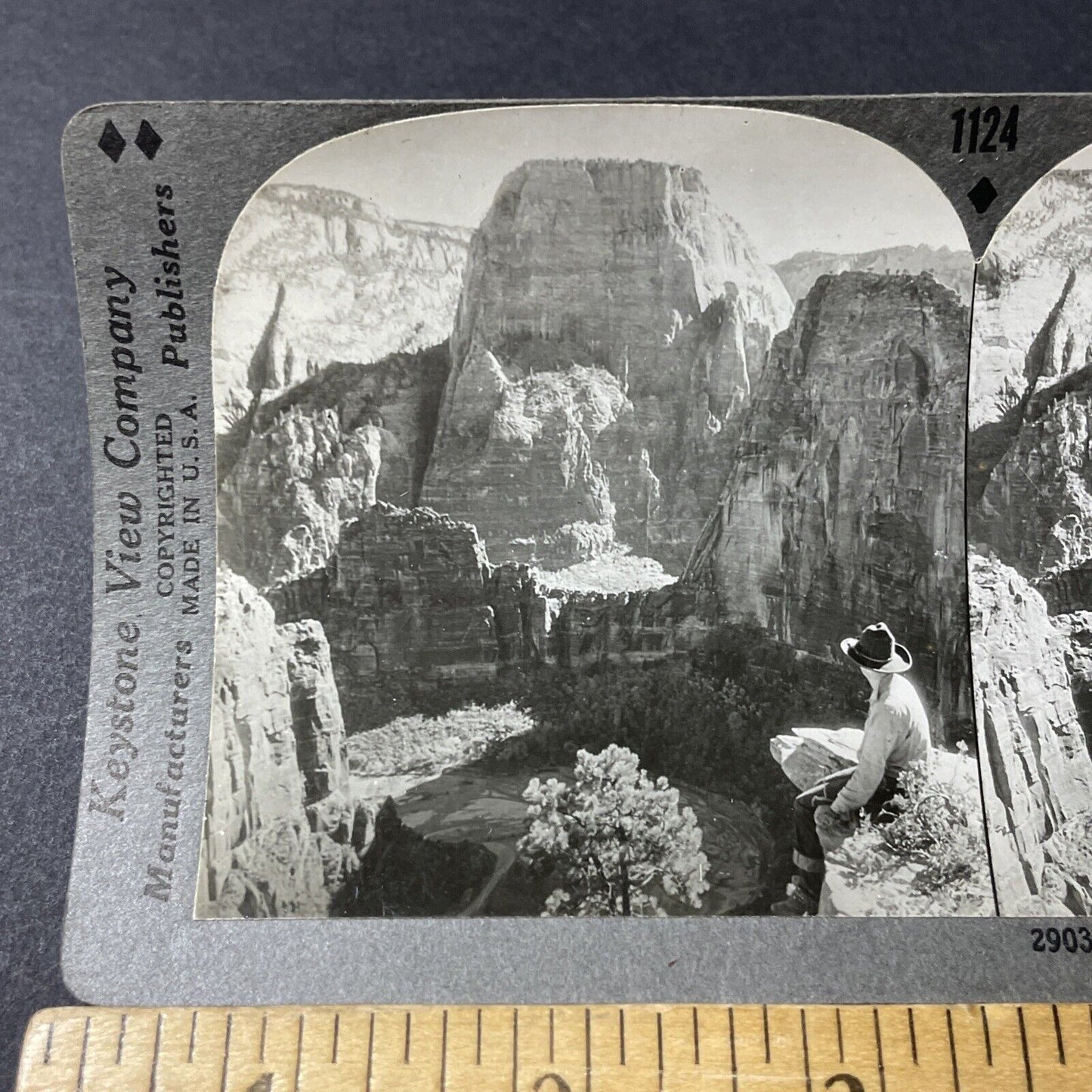 Antique 1910s Temple Of Zion Mountain Utah Stereoview Photo Card V2809