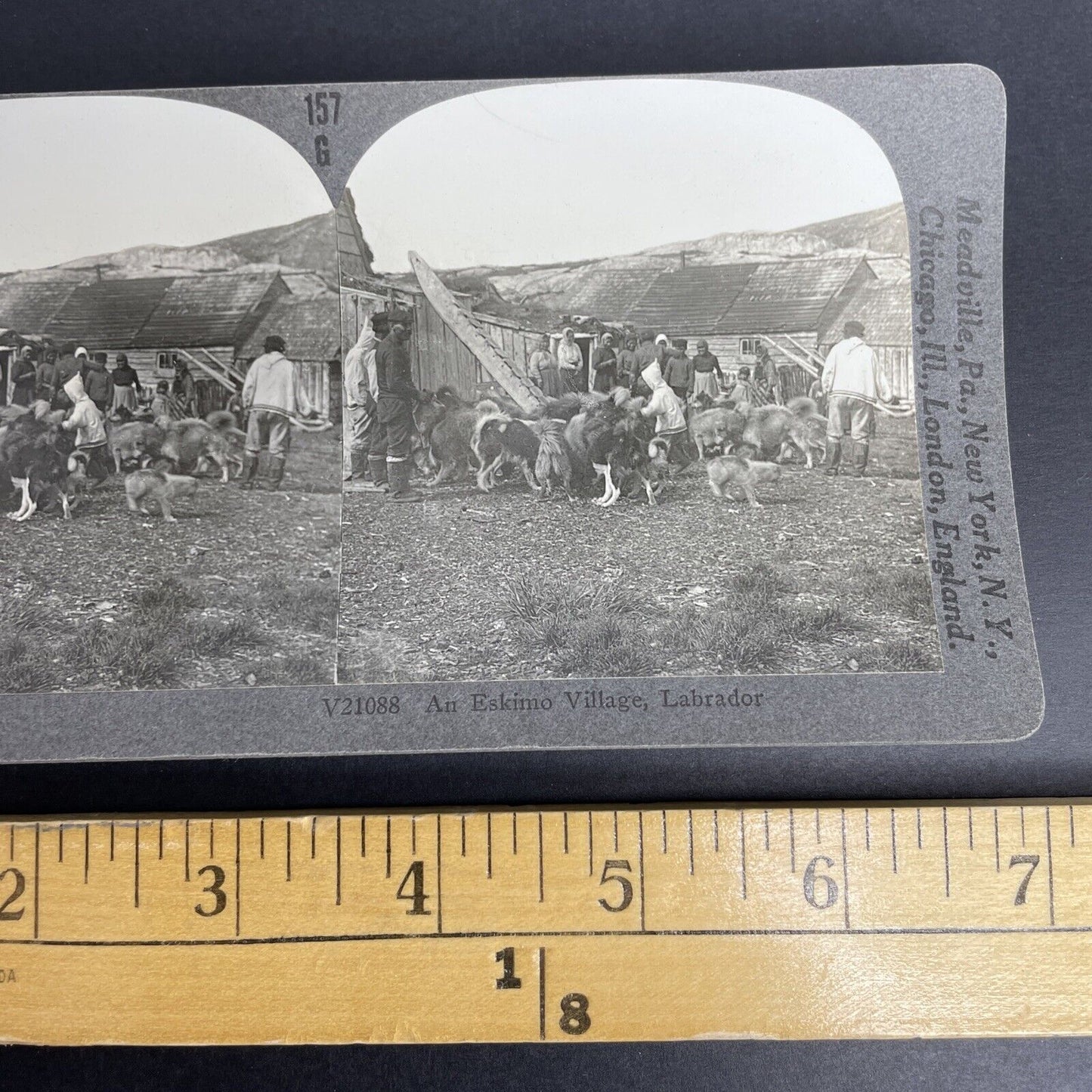 Antique 1905 Inuit Village In Hopedale Labrador Stereoview Photo Card P887