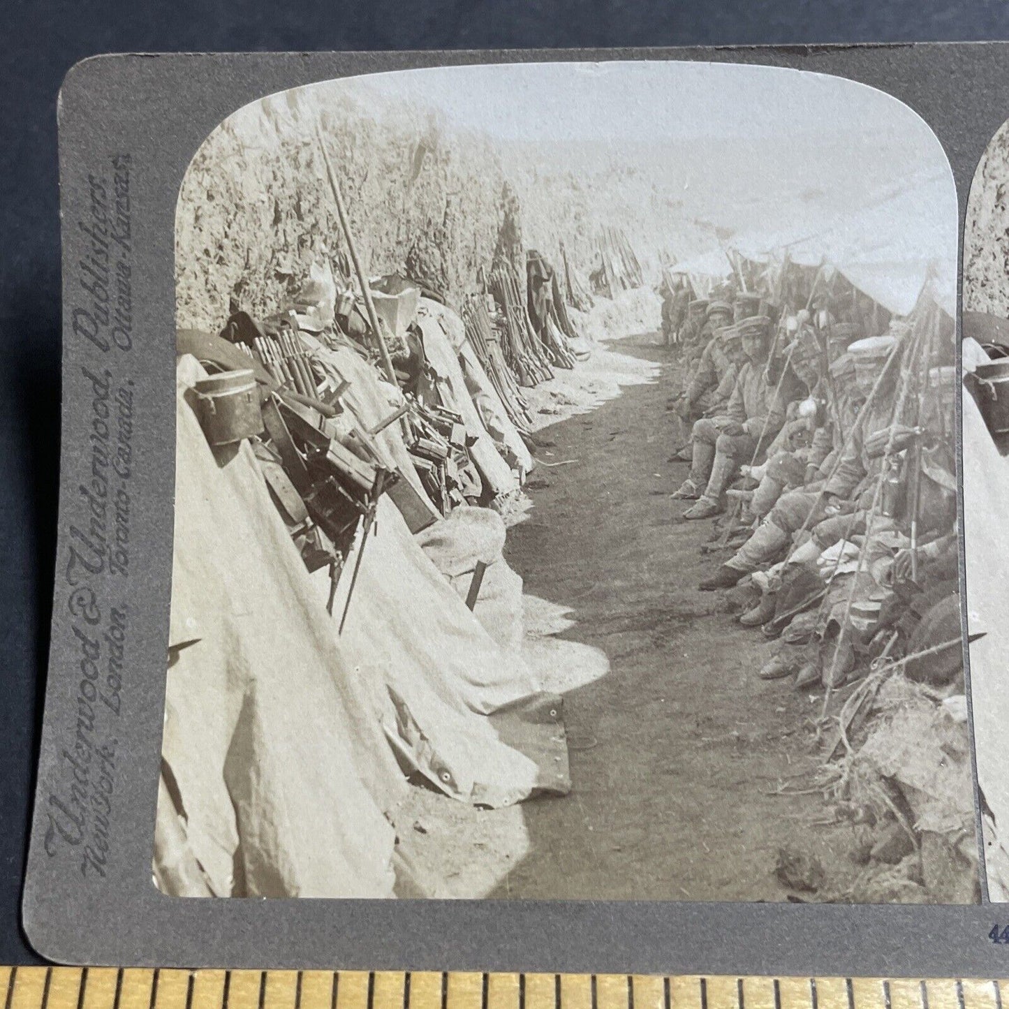 Antique 1904 Japan Trench Warfare Against Russia Stereoview Photo Card P380-11