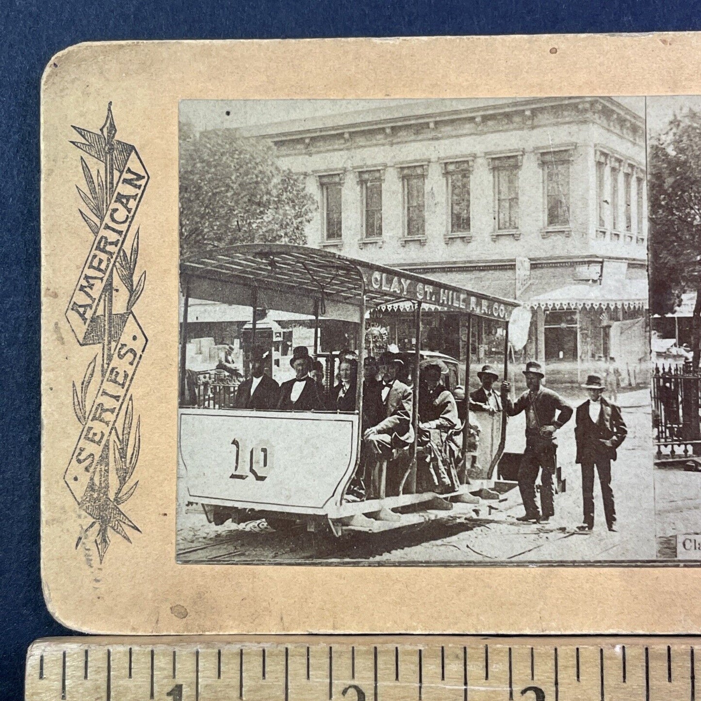 Clay Street Hill Railroad First Trip Stereoview San Francisco Antique 1873 X824