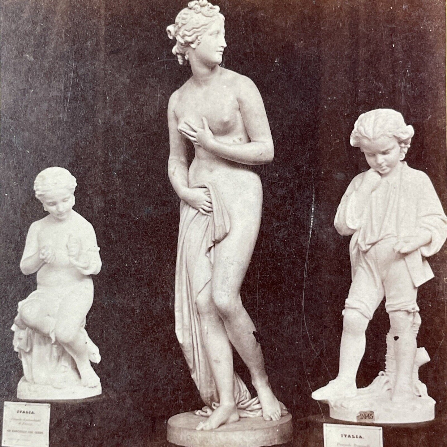 Marble Statues at the 1862 London Fair Stereoview Antique c1862 Y505