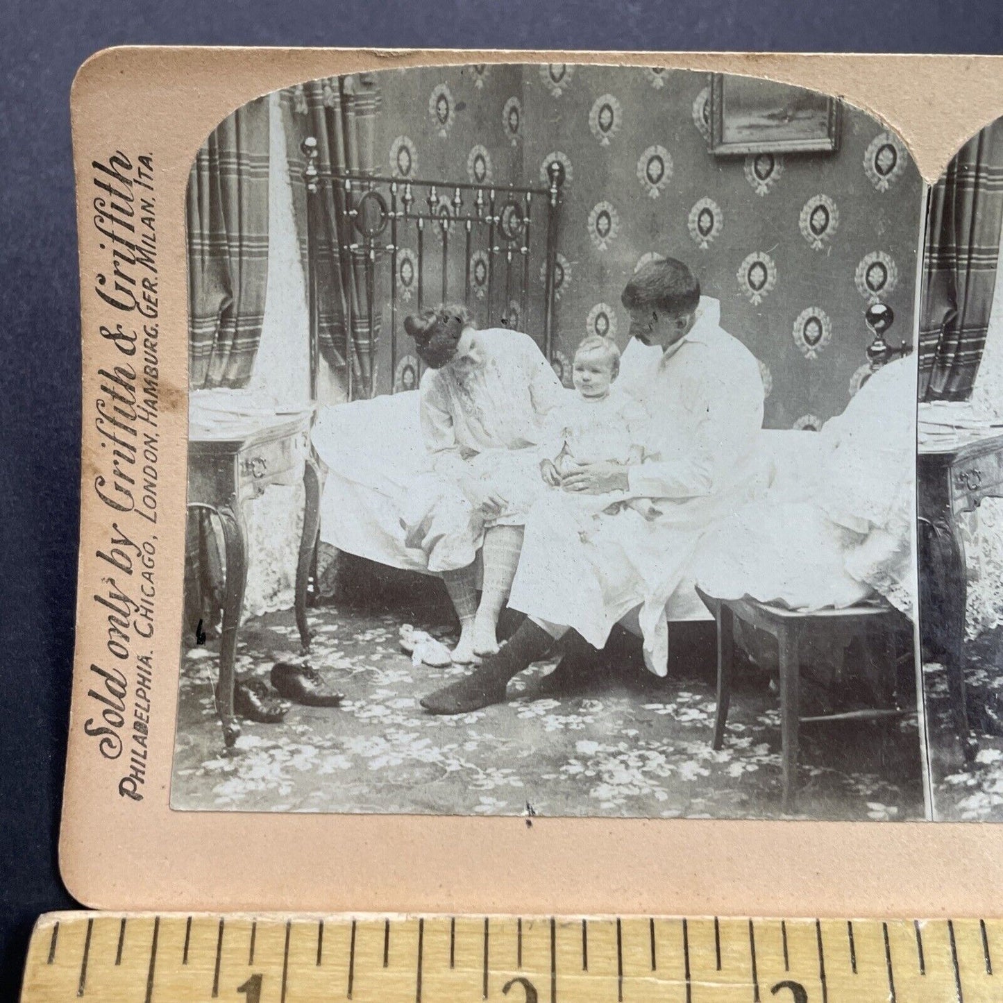 Antique 1902 Sleepless Baby In Middle Of The Night Stereoview Photo Card P3541