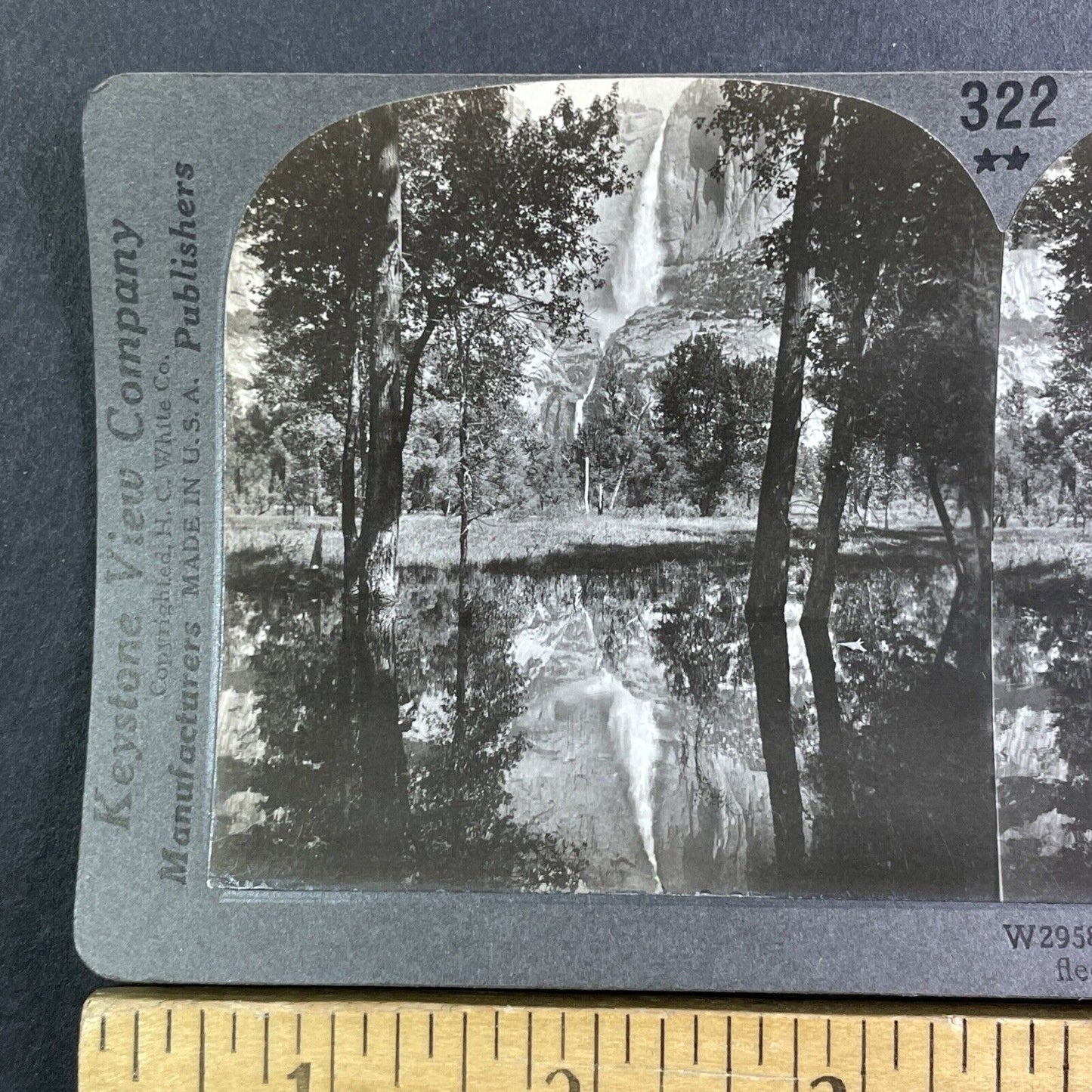 Yosemite Falls and Merced River California Stereoview Antique c1910s Y992