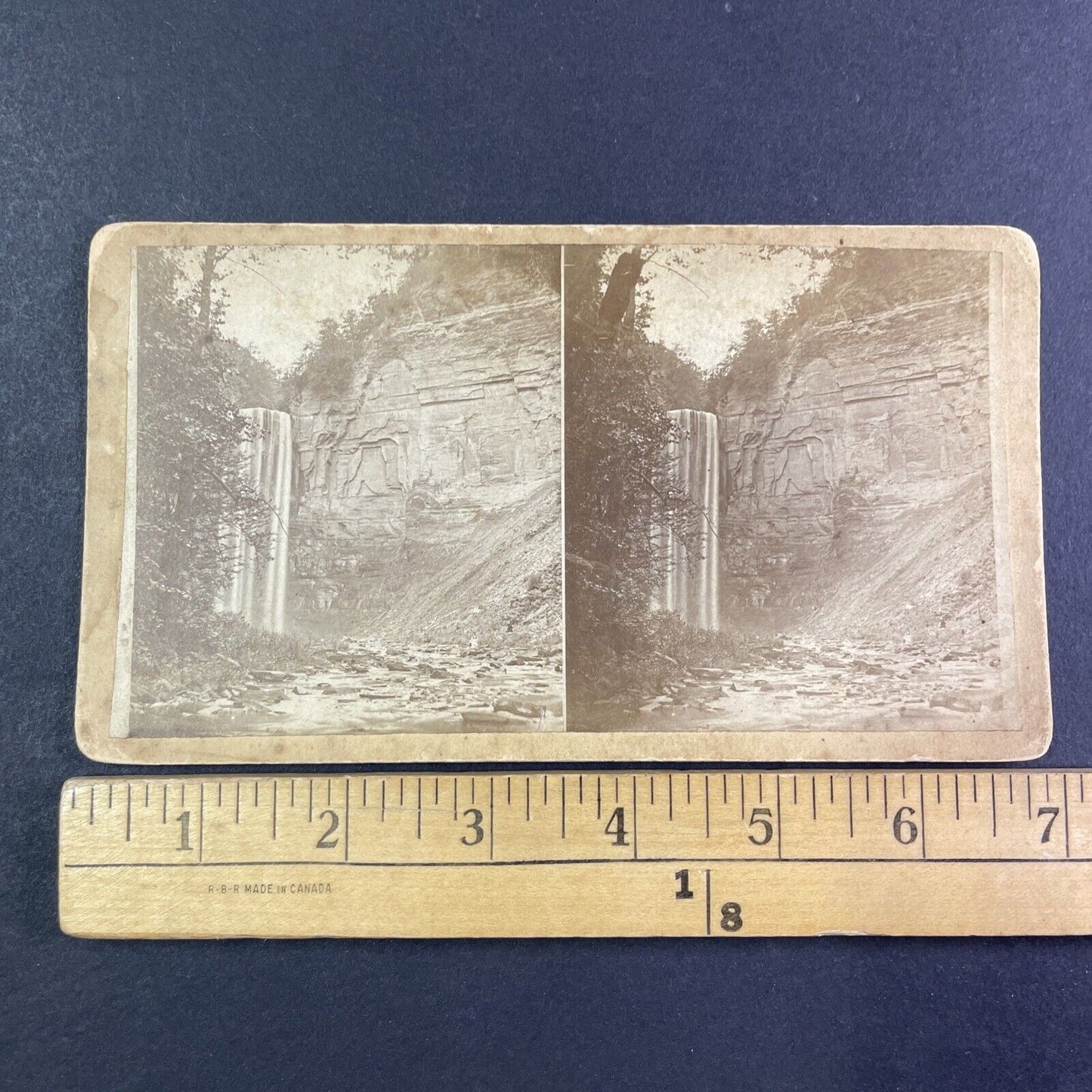 Taughannock Falls Stereoview Trumansburg New York Antique c1870s Y2174