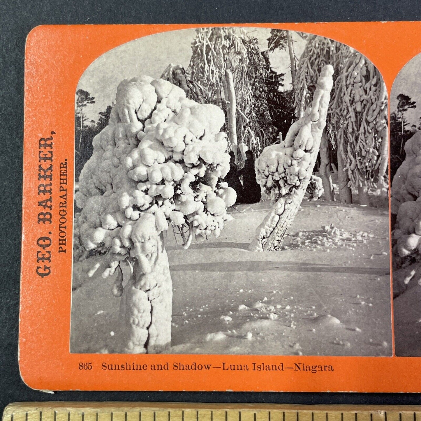 Canada Southern Railroad Luna Island Frozen Stereoview Antique c1870s Y1775