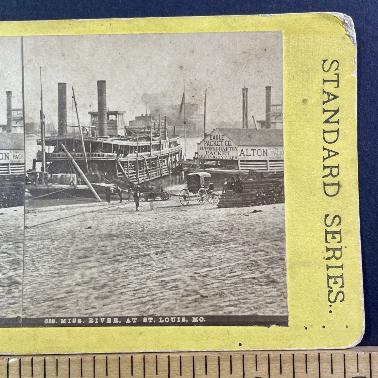 Mississippi River Steamship Steamer Stereoview St. Louis MO Antique c1872 X1299