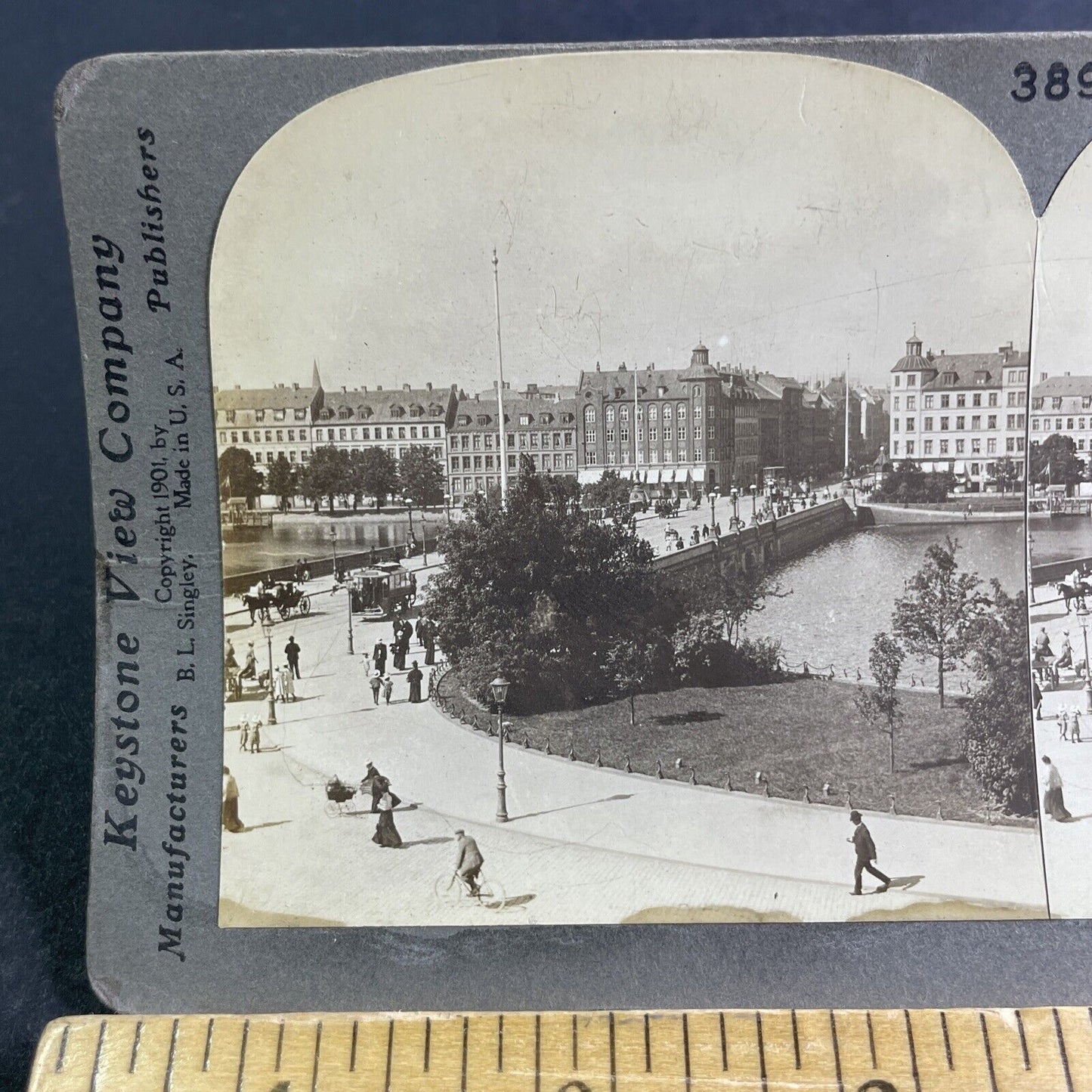 Antique 1901 Queen Louise Bridge Copenhagen Denmark Stereoview Photo Card P2161