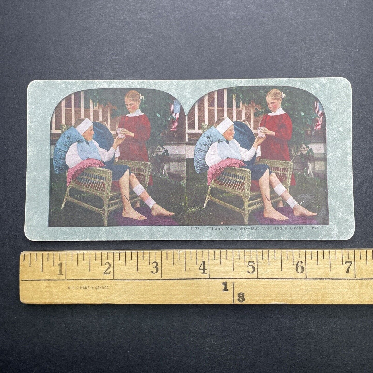 Antique 1898 Fourth Of July Serious Injury Warning Stereoview Photo Card P1132