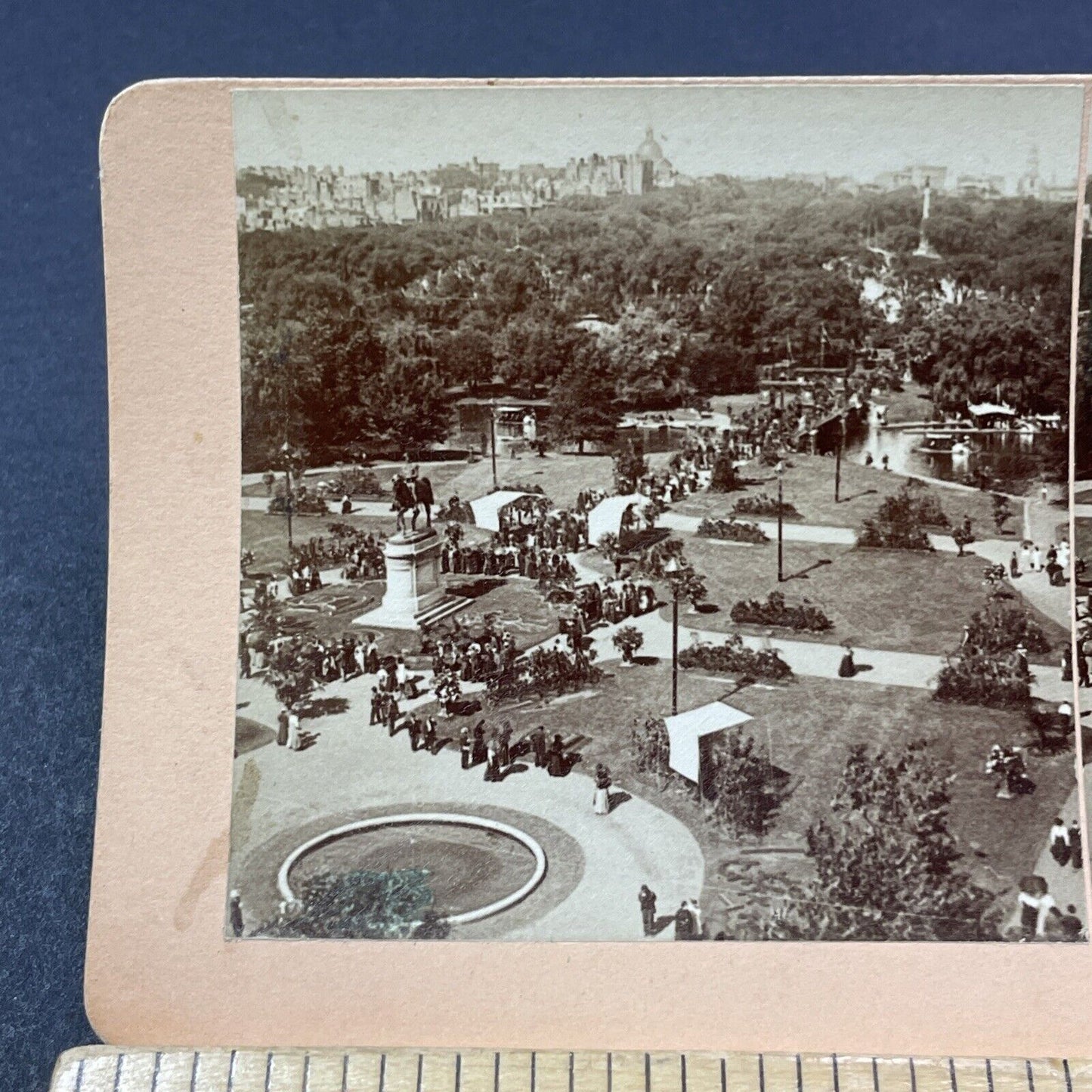 Antique 1895 Christian Endeavour Crowd Boston Common Stereoview Photo Card V1868