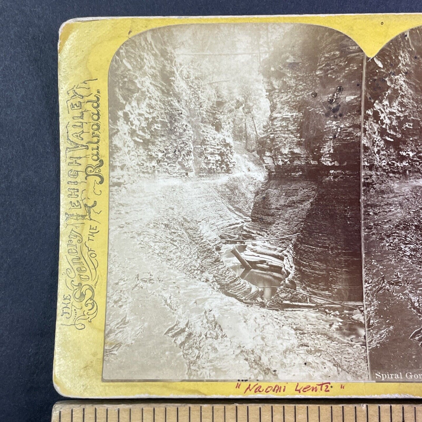 Lehigh Valley Railroad Stereoview Spiral Gorge Watkins Glen Antique c1870s Y2165
