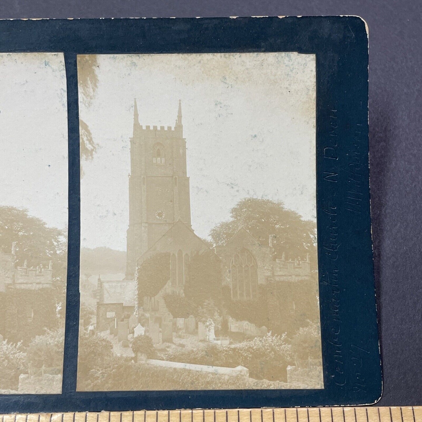 Antique 1910 The Church of St Peter North Devon UK Stereoview Photo Card V2198