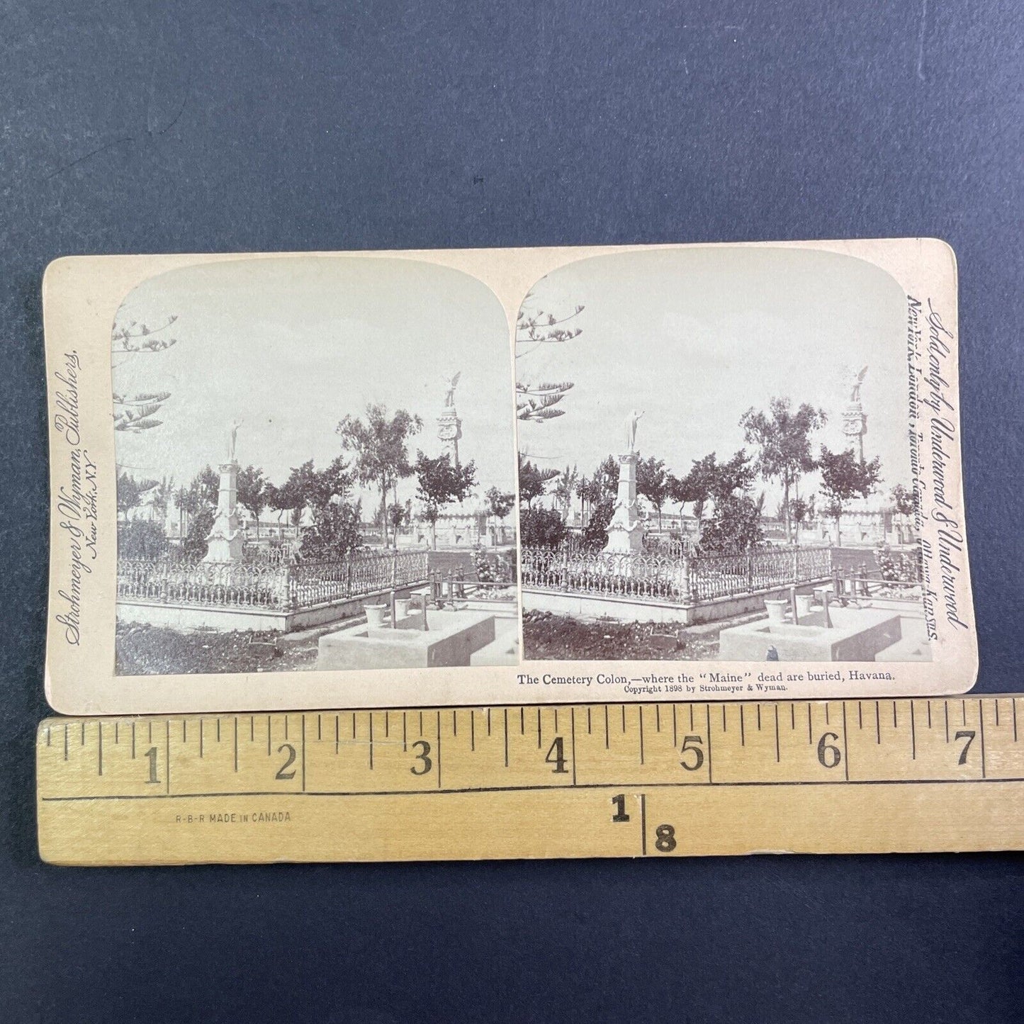 USS Maine Navy Cemetery Graveyard Stereoview Havana Cuba Antique c1898 X3254