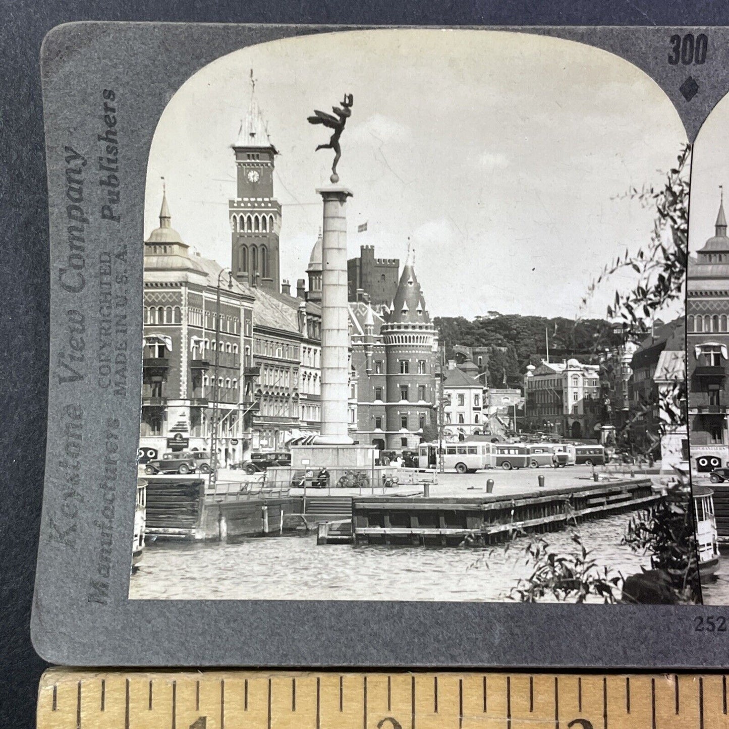 Helsingborg Port in Helsingor Denmark Stereoview Antique c1933 Y2181