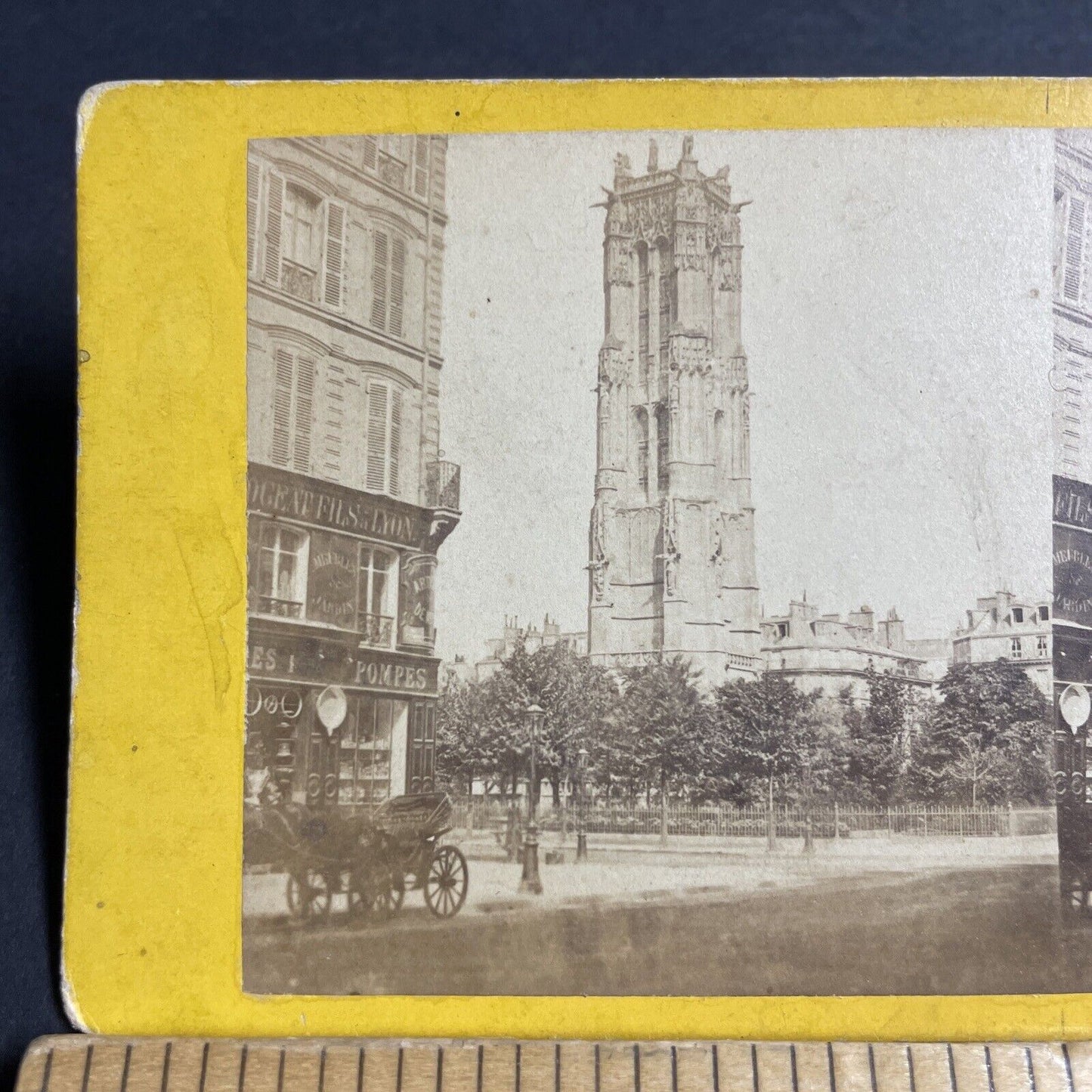 Antique 1870s Tour Saint-Jacques Tower Paris France Stereoview Photo Card P4163