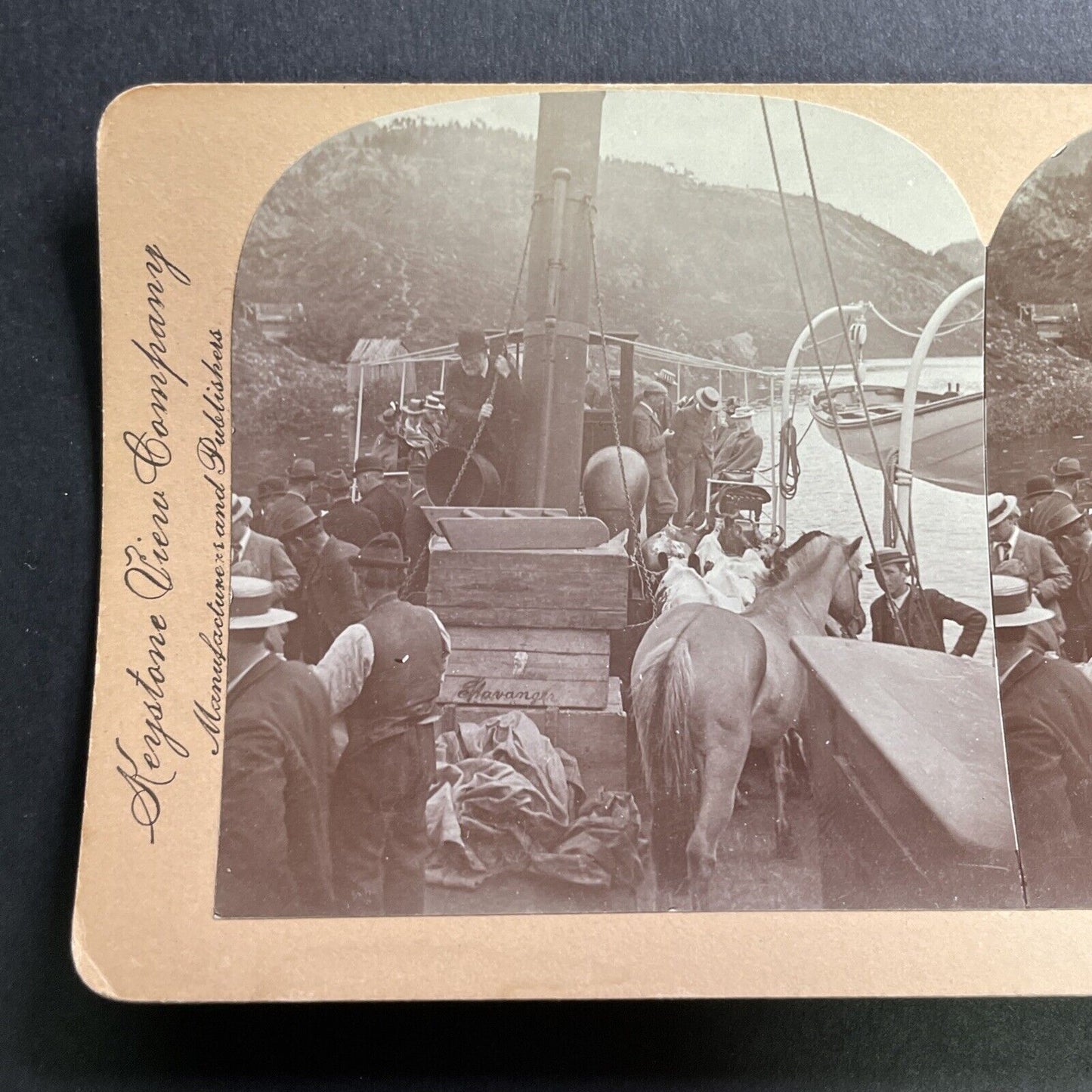 Antique 1897 Livestock Ferry Osen Norway Stereoview Photo Card P1574