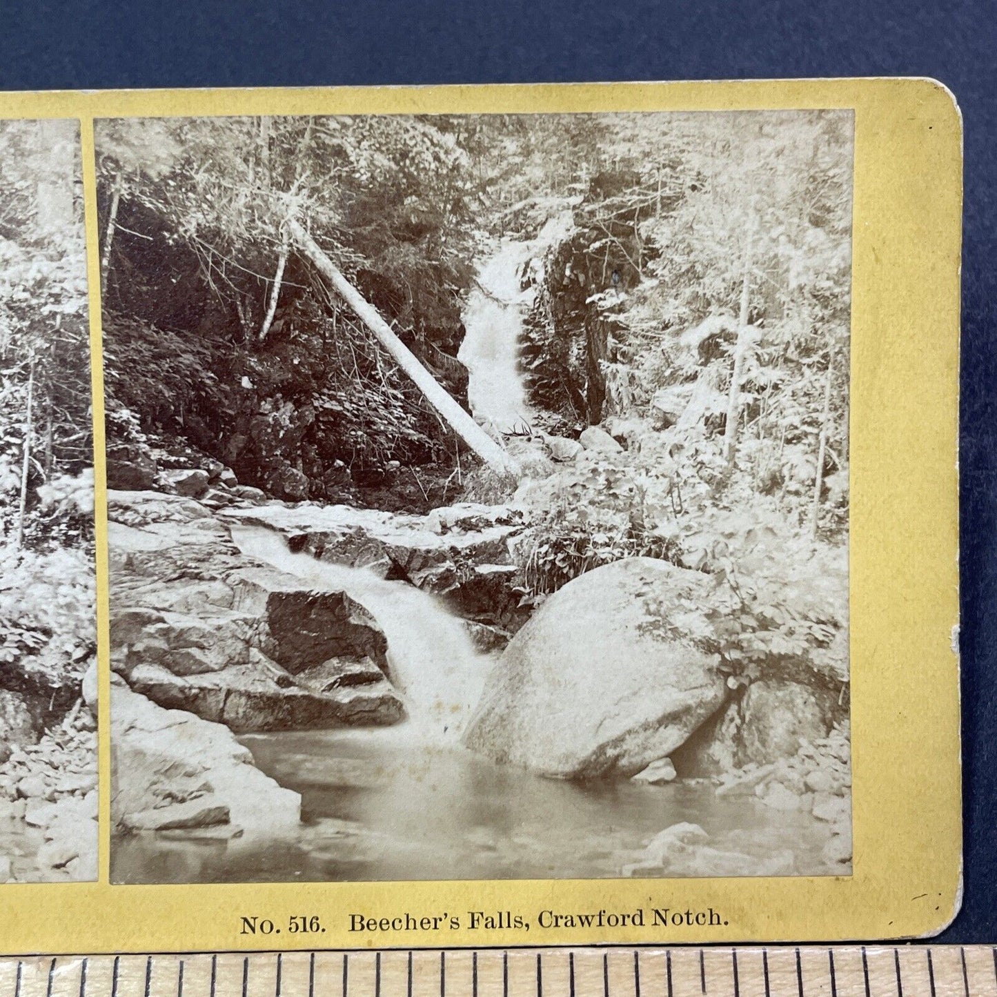 Antique 1871 Beecher & Pearl Falls Crawford Notch NH Stereoview Photo Card V1983