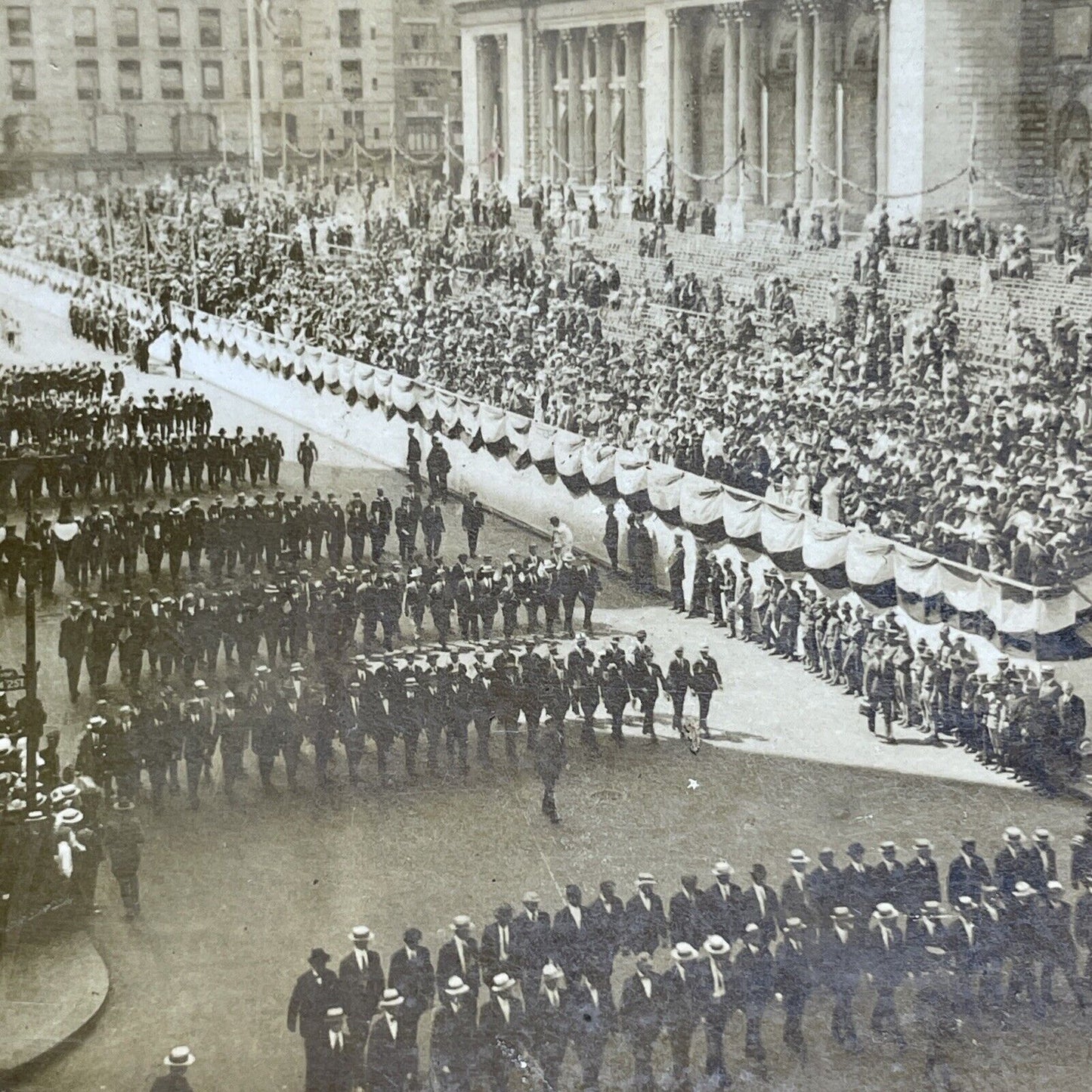 Antique 1917 New York Citizen Army Marching Militia Stereoview Photo Card 2049