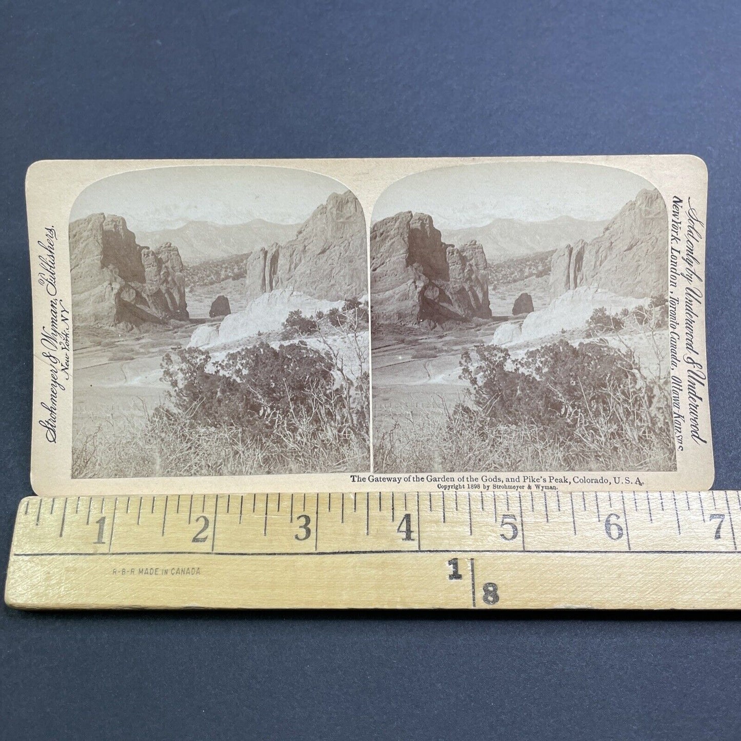 Antique 1898 Pike's Peak Garden Of The Gods Colorado Stereoview Photo Card V517