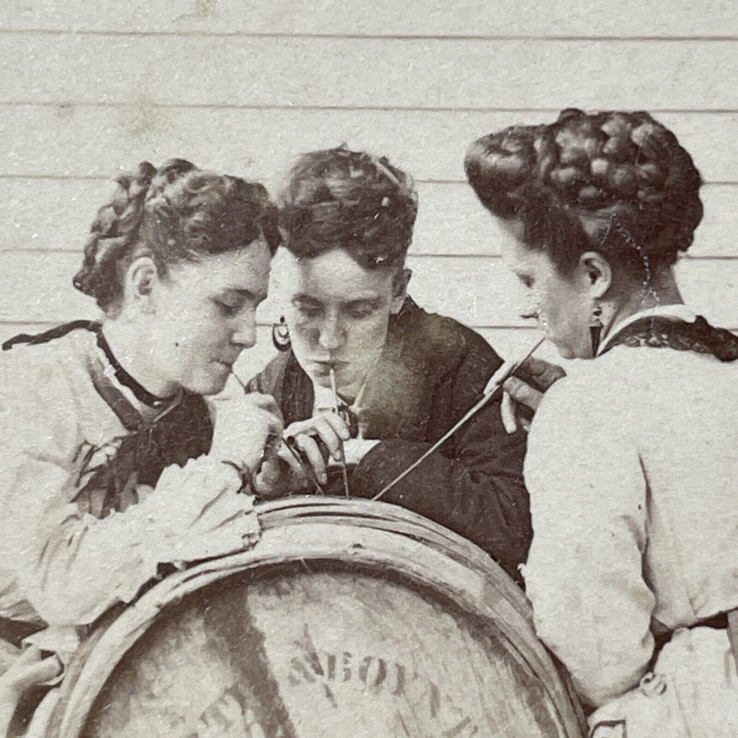 Antique 1872 Edwin Stone House Drinking Pig Fat Swanzey NH Stereoview Card V2109