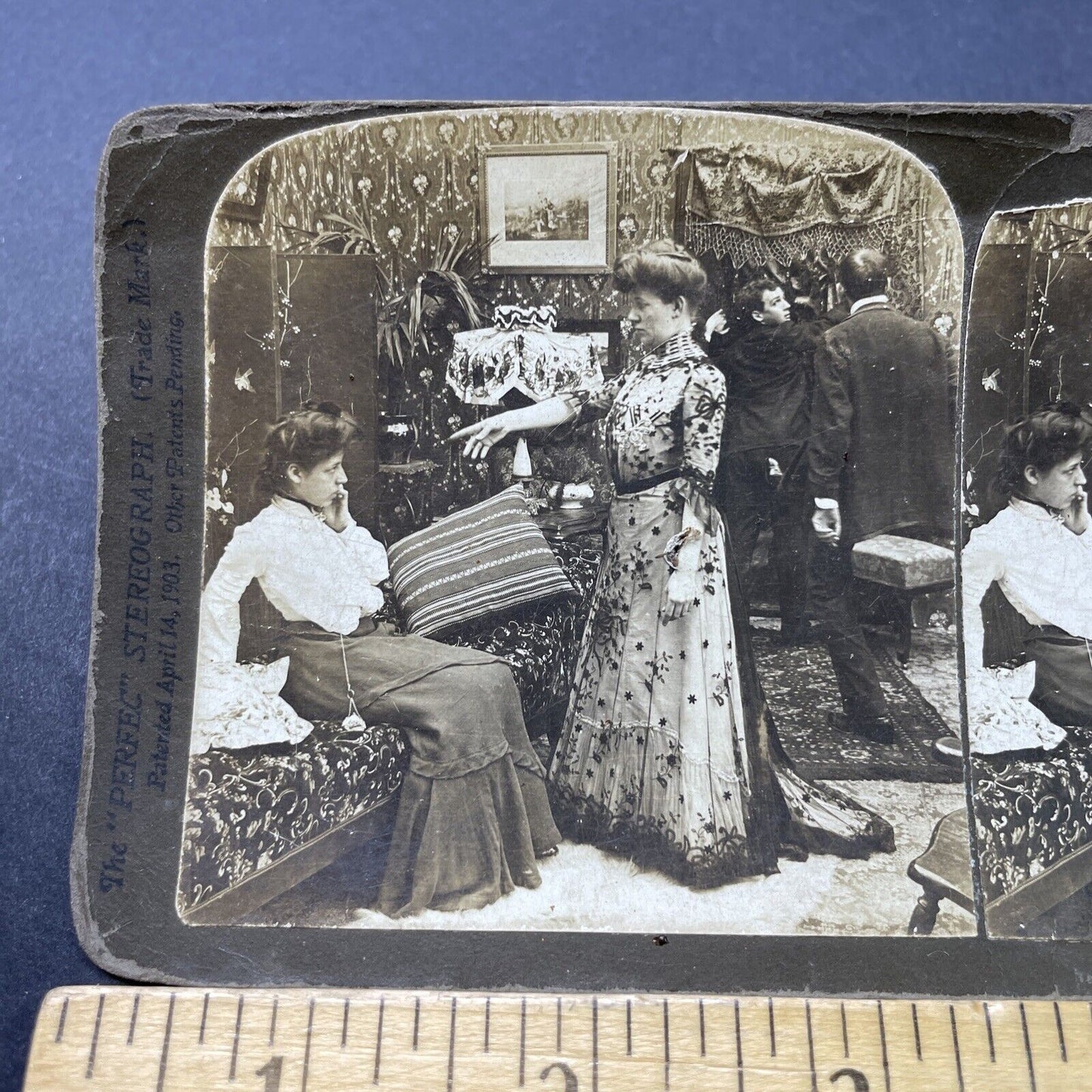 Antique 1903 Woman Scolded In Brothel By Mother Stereoview Photo Card P2708