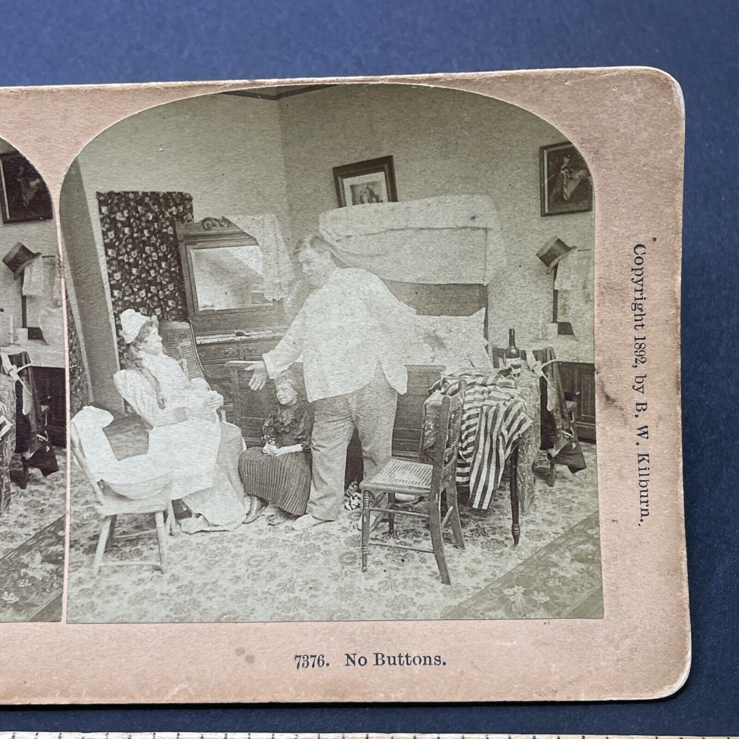 Antique 1892 Large Man In Pullover Shirt Stereoview Photo Card P2551