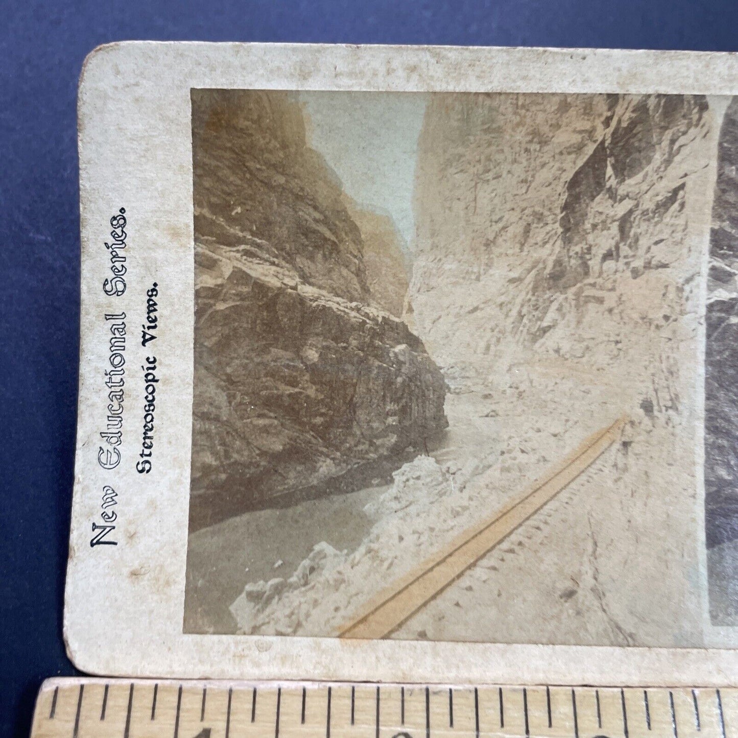 Antique 1882 Royal Gorge Route Railroad Construction Stereoview Photo Card P3492