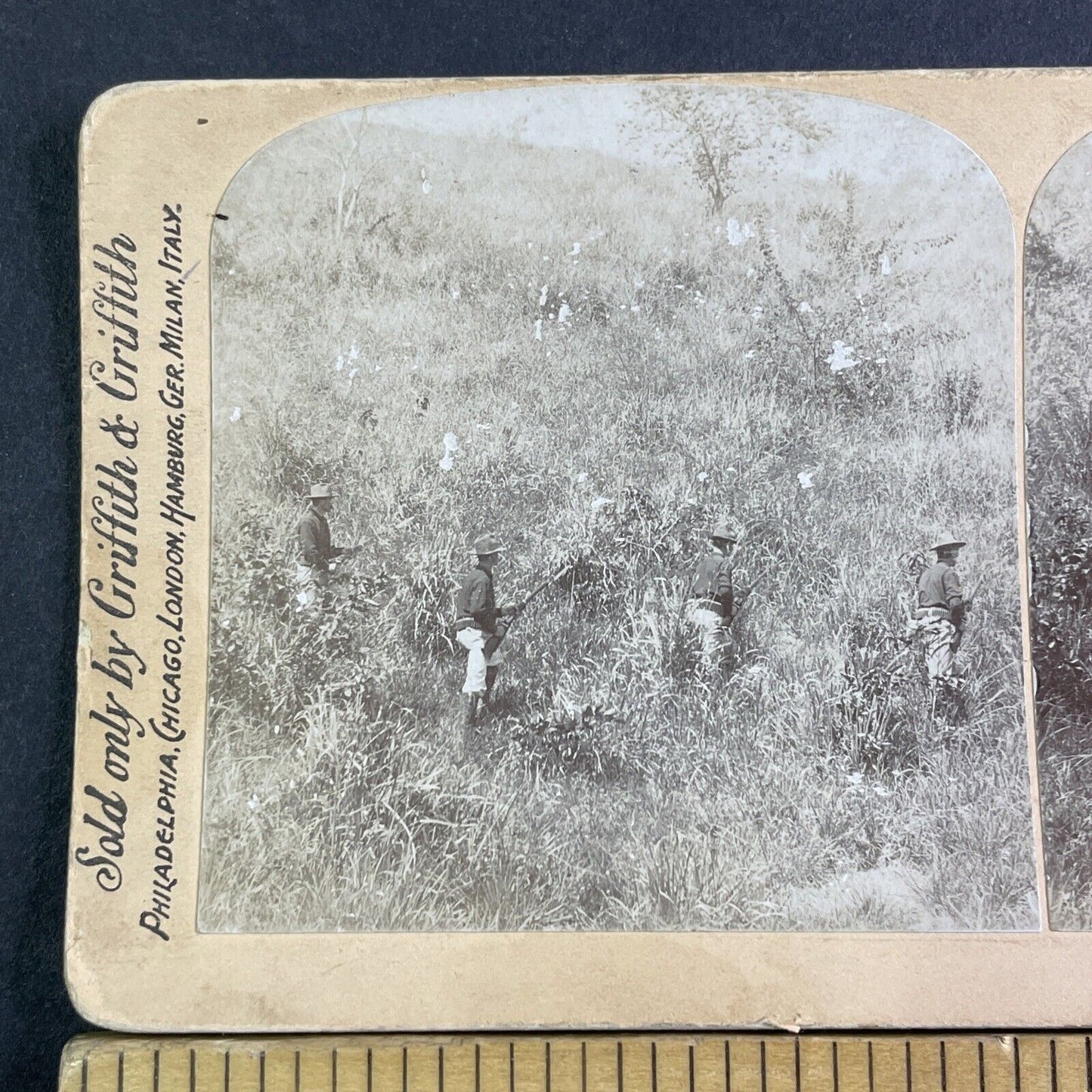 US Soldiers In A Gunfight In Cuba Stereoview MH Zahner Antique c1899 X3176