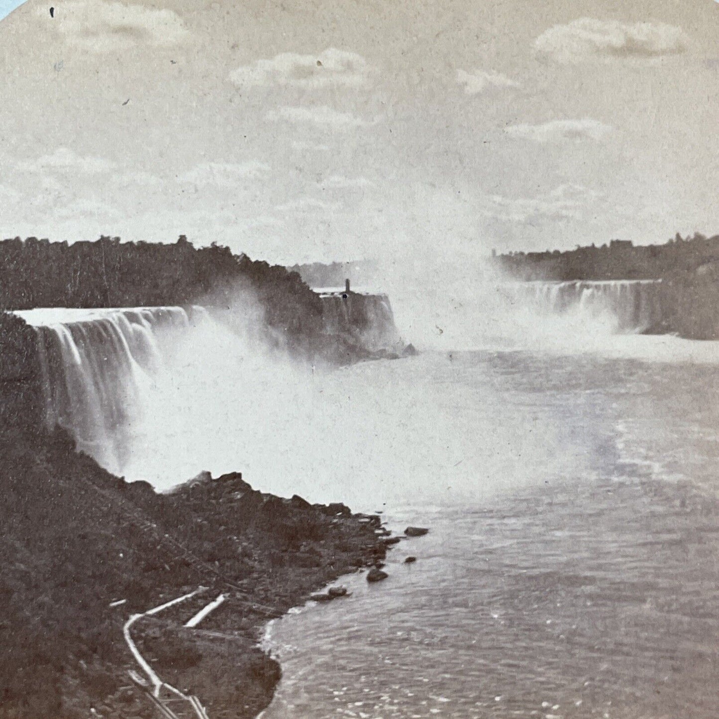 View of Niagara Falls from the Bridge Stereoview Charles Bierstadt c1870s Y2239