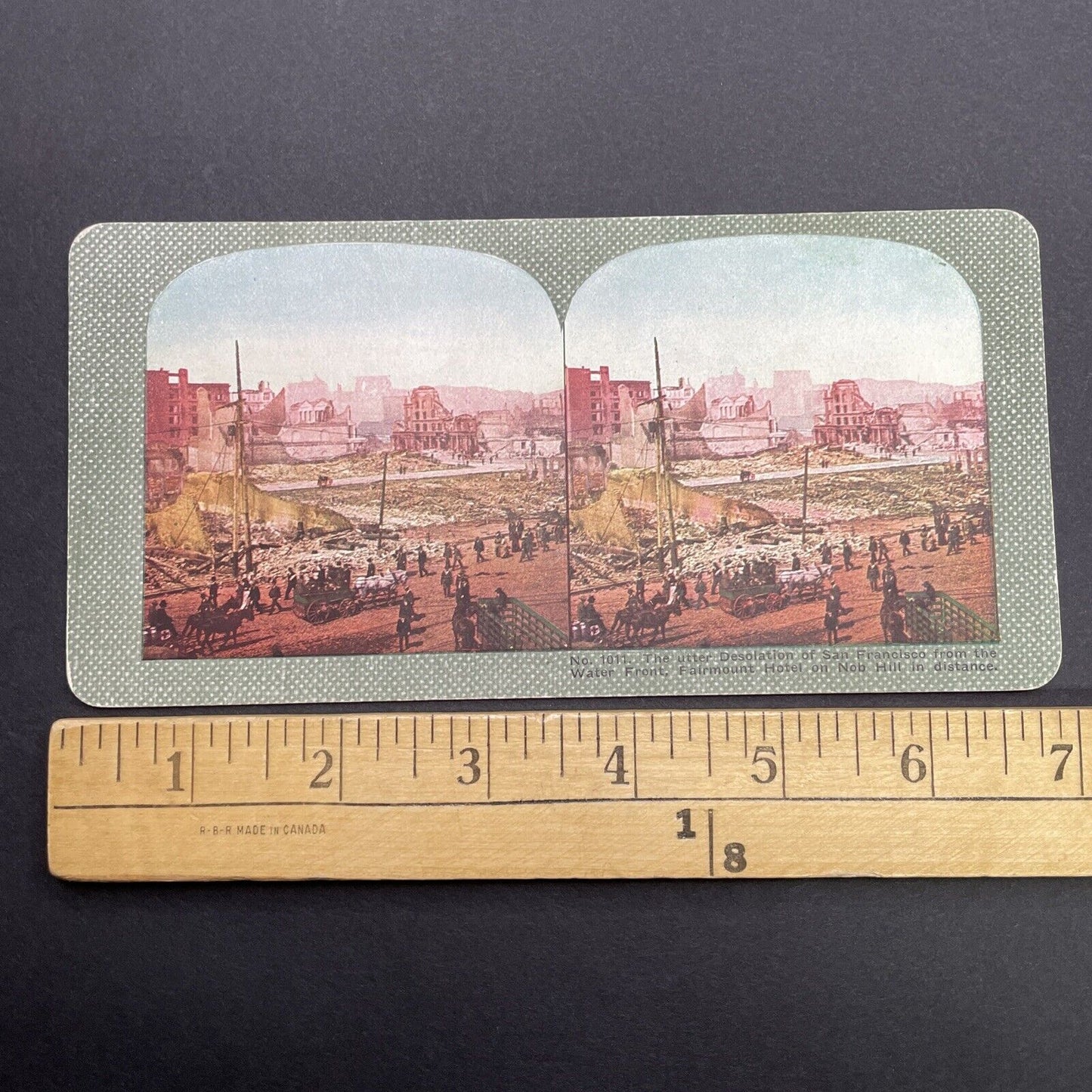 Antique 1910s San Francisco Earthquake Nob Hill Stereoview Photo Card 2300-11