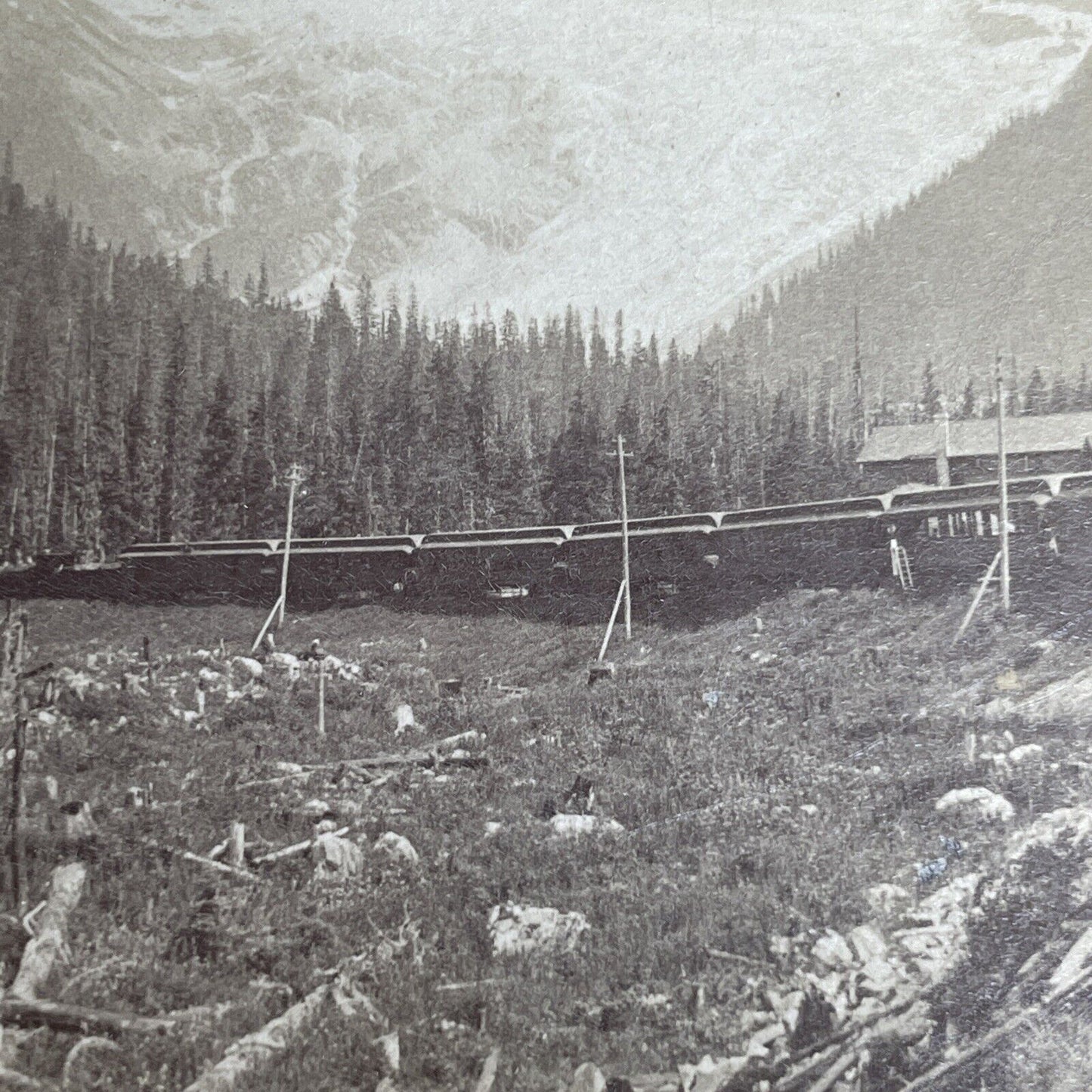 Antique 1894 Canadian Pacific Railway In BC Mountains Stereoview Photo Card P894