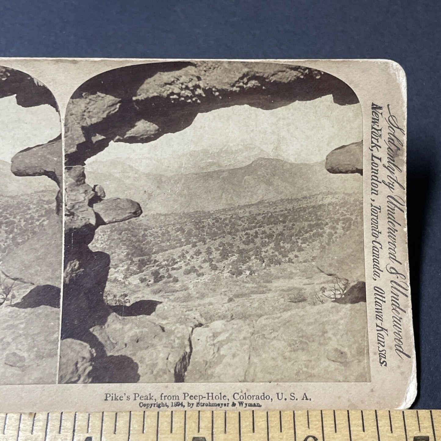 Antique 1894 Pikes Peak Rocky Mountains Colorado Stereoview Photo Card V1815