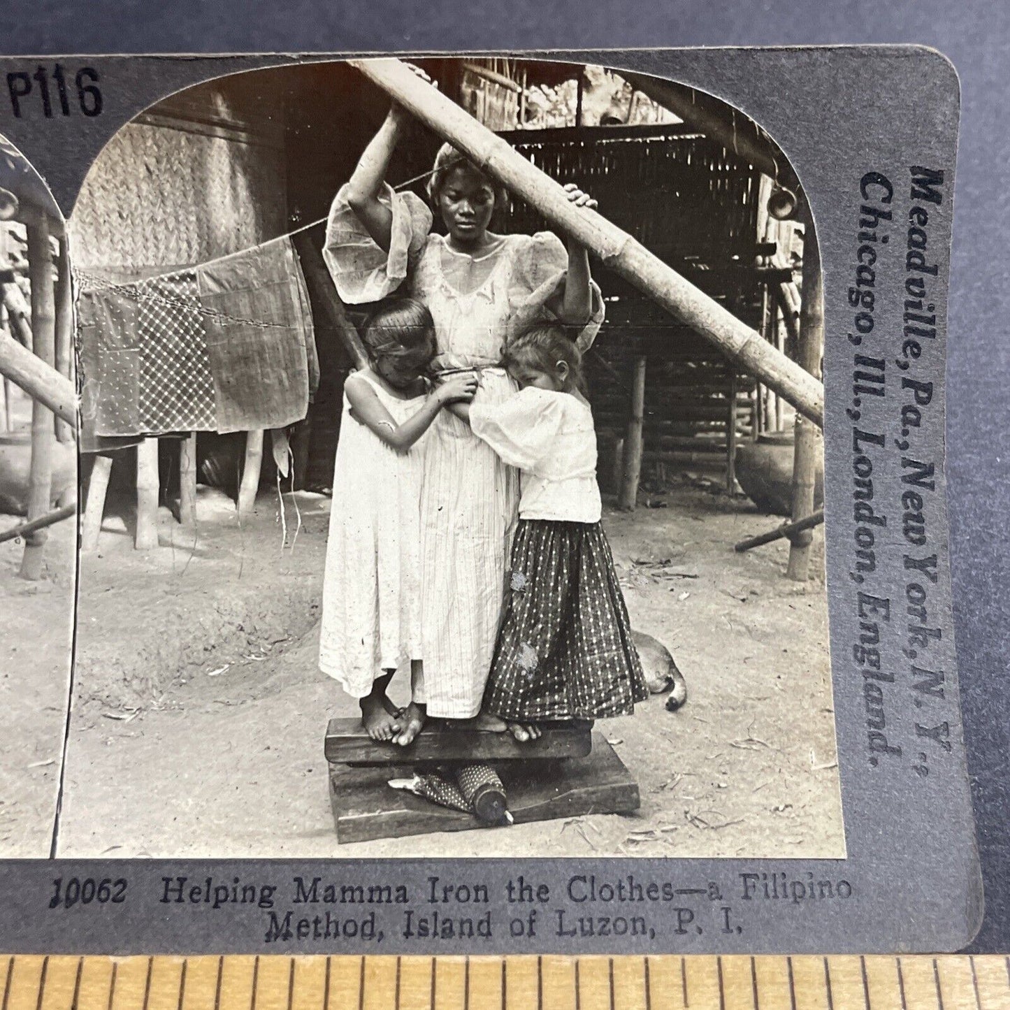 Antique 1920s Primitive Clothes Iron Manila Philippi Stereoview Photo Card P5089