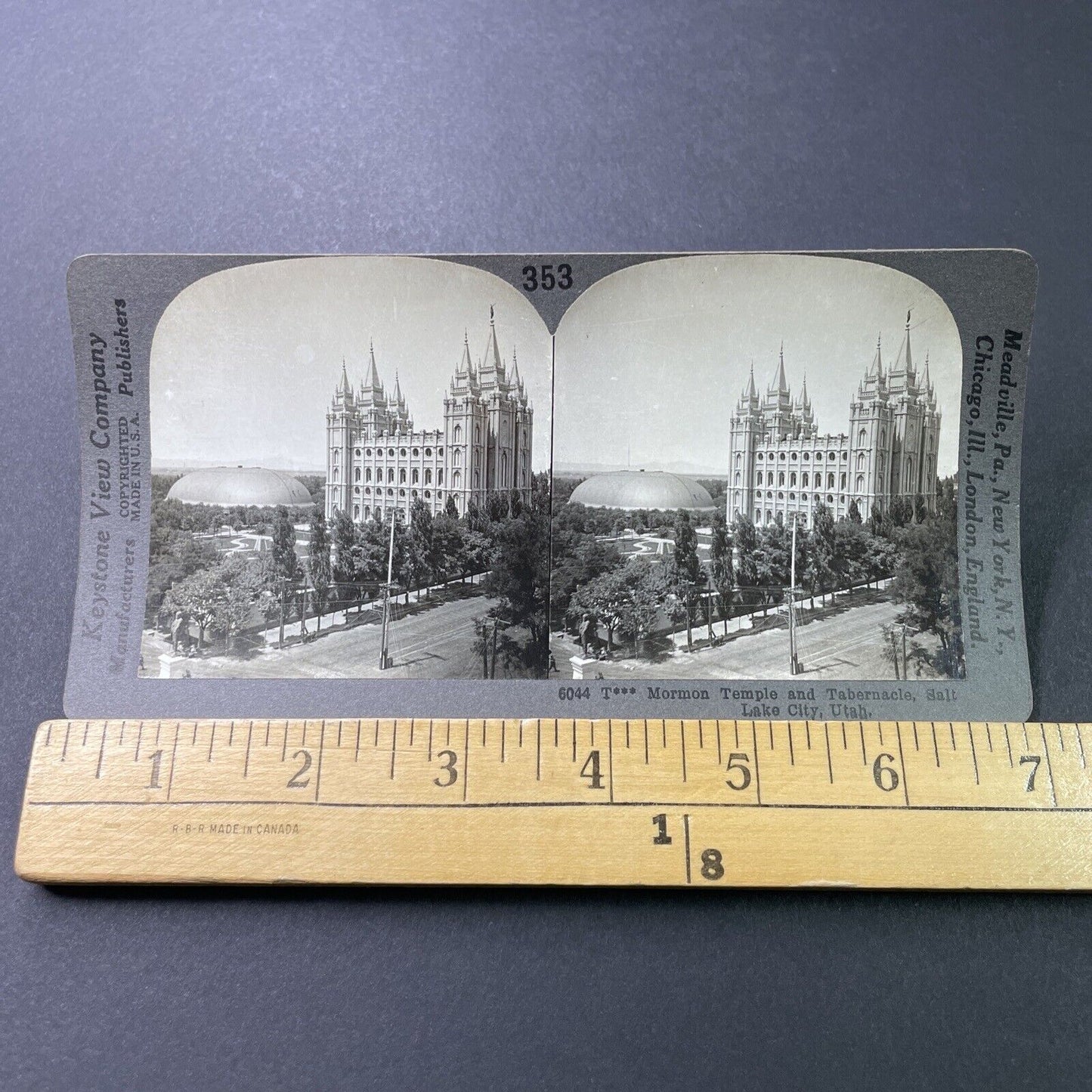 Antique 1910s Mormon Temple Salt Lake City Utah Stereoview Photo Card P3204