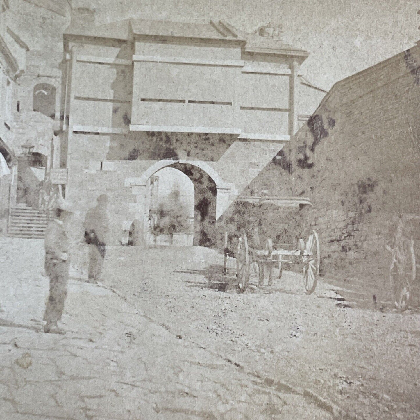 Prescott Gate Quebec City Stereoview Before Demolition Antique c1865 X3241